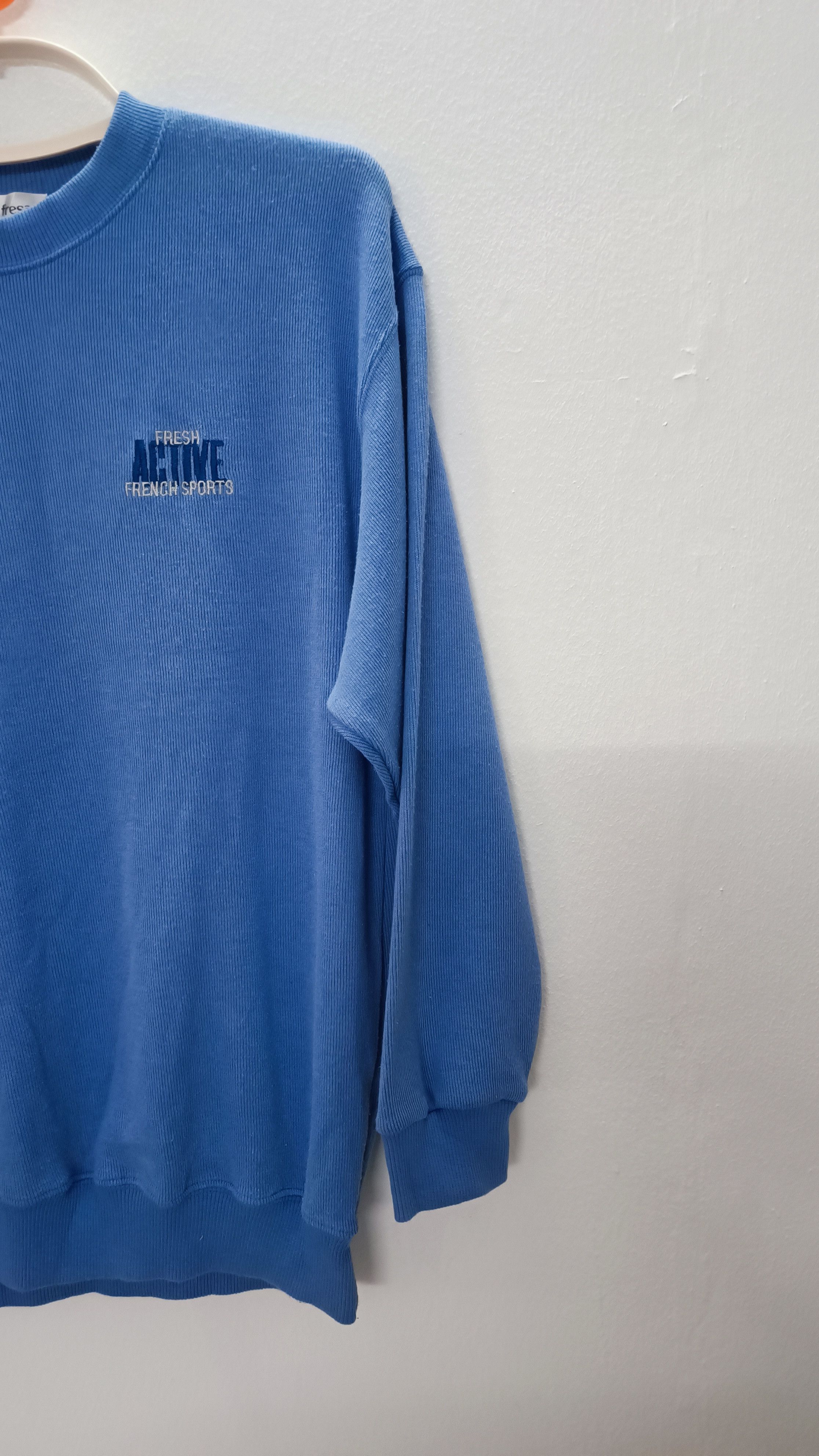 Designer × French Connection × Vintage Marca Fresa Blue Vintage Look Sweatshirts Size US L / EU 52-54 / 3 - 5 Thumbnail