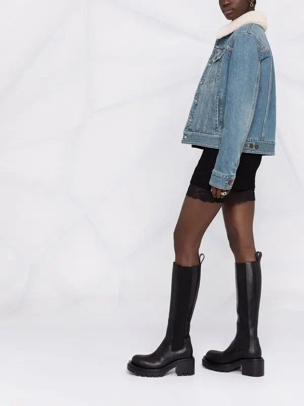 Saint Laurent Paris o1s1wg110924 Denim Shearling Jacket in Blue Size M / US 6-8 / IT 42-44 - 4 Thumbnail