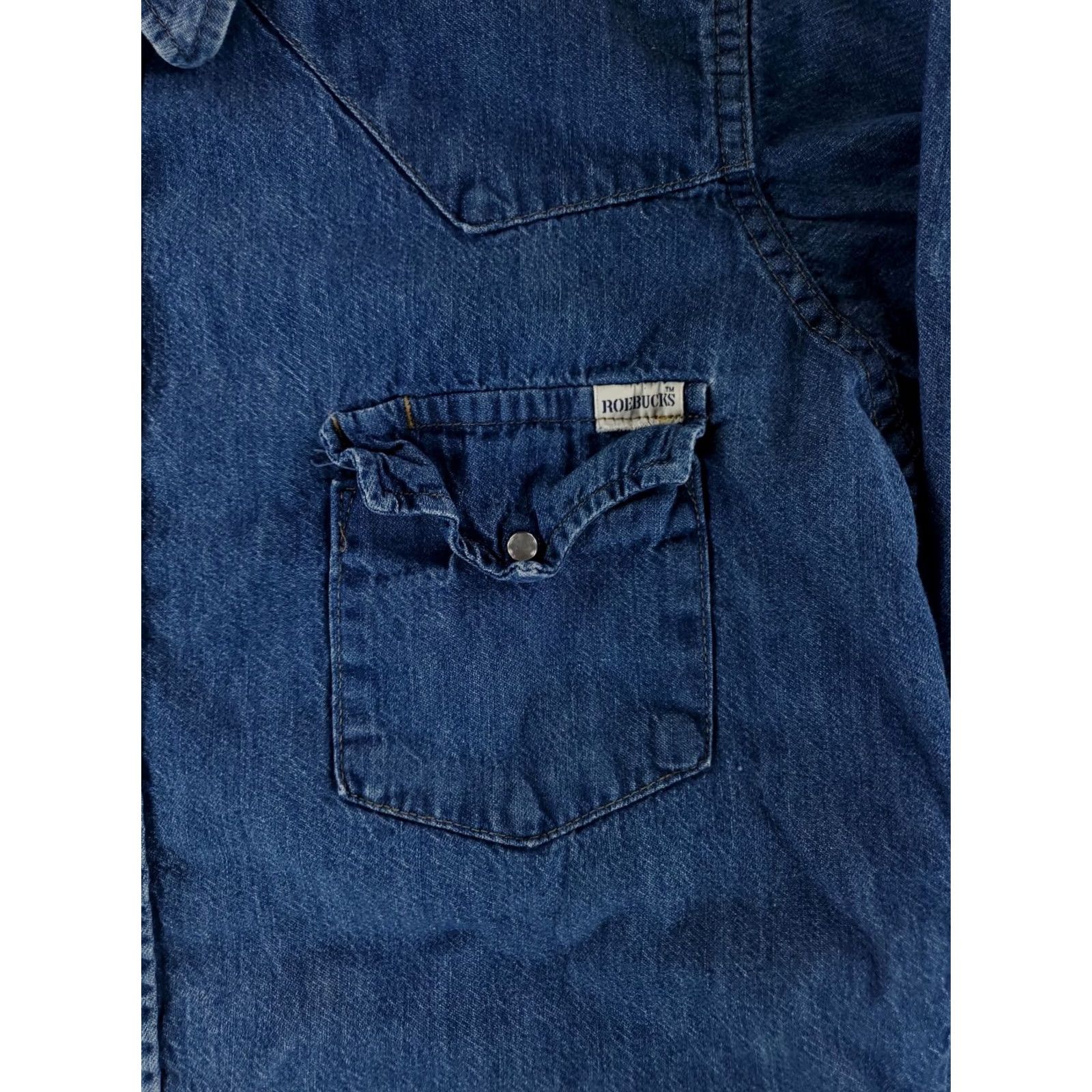 Sears Sears Roebucks VTG Pearl Snap Denim Shirt Mens Large Tall 16/16.5 Blue Long Sleeve Snap Shirt Size US L / EU 52-54 / 3 - 2 Thumbnail