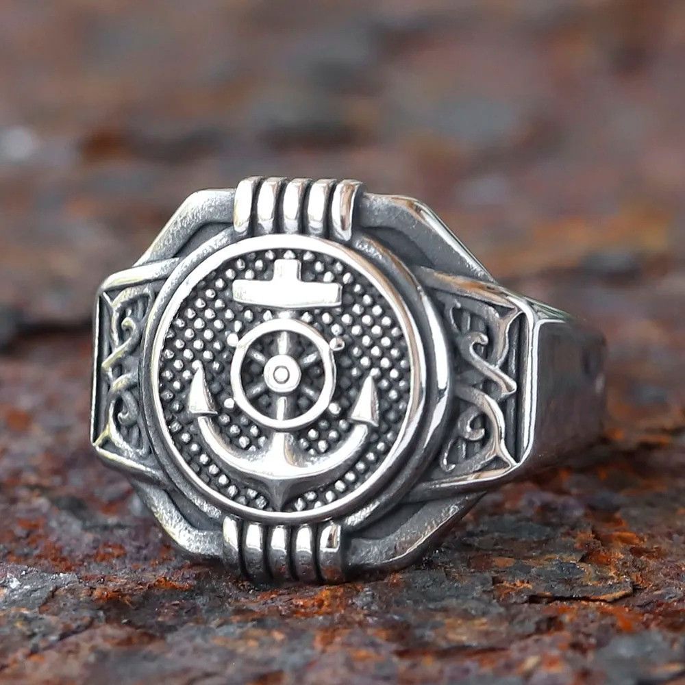 Jewelry Anchor Ring Streetwear Jewelry Fashion Gift Size ONE SIZE - 6 Thumbnail