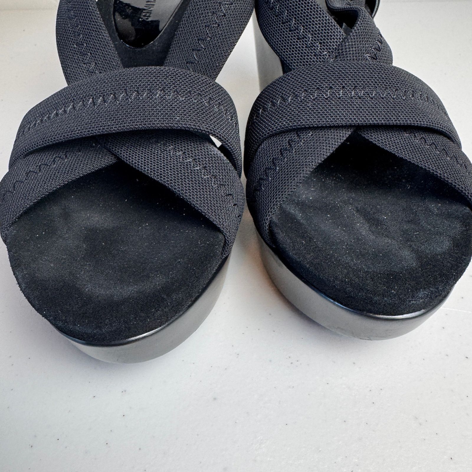 Donald Pliner × Other Donald J Pliner Dani Black Strappy Stretch Wedge Sandals 8 Size US 8 / IT 38 - 2 Thumbnail