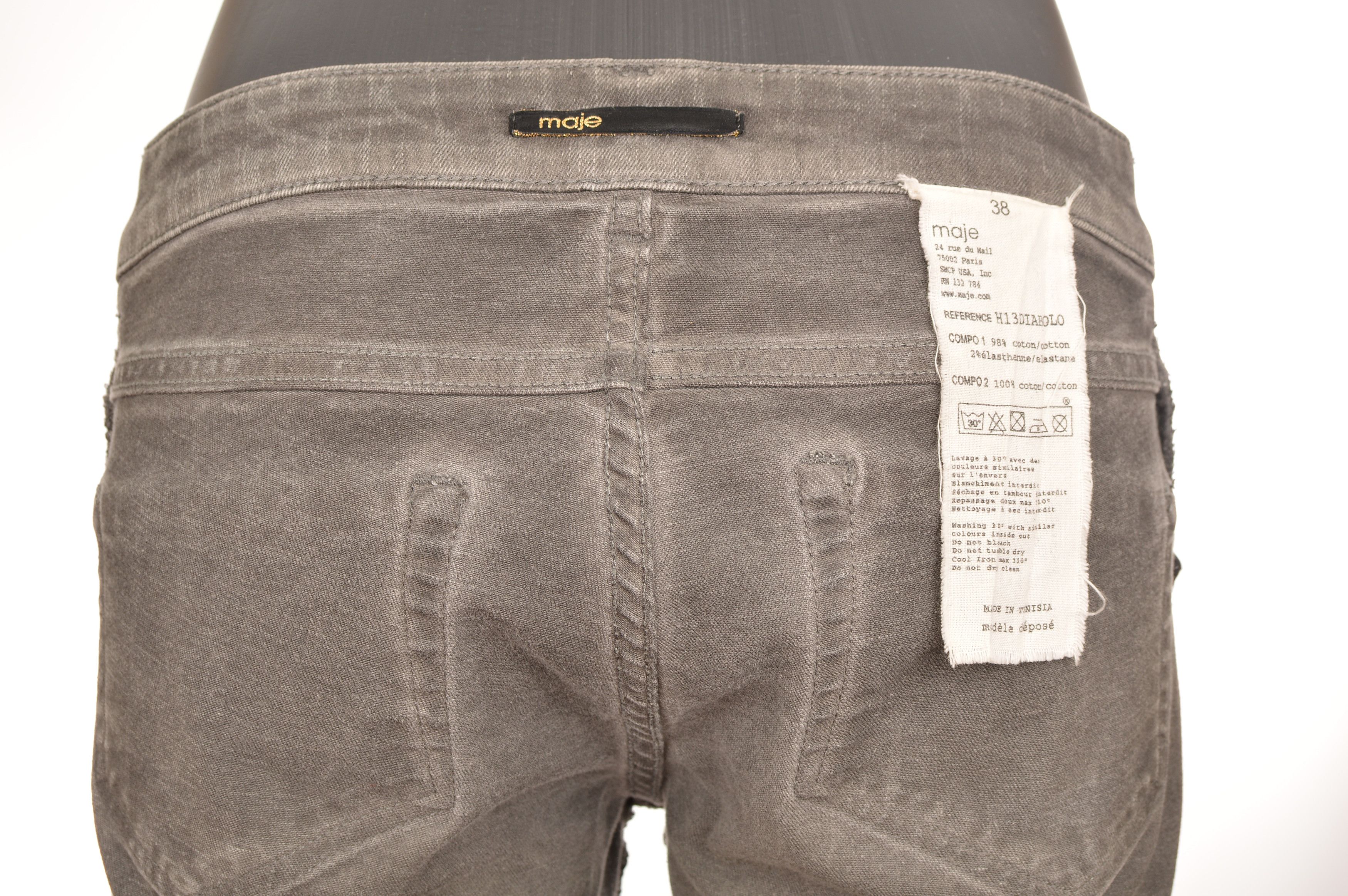 Maje Maje H13DIABOLO Gray Biker Stretch Denim Jeans Size 27" / US 4 / IT 40 - 5 Thumbnail