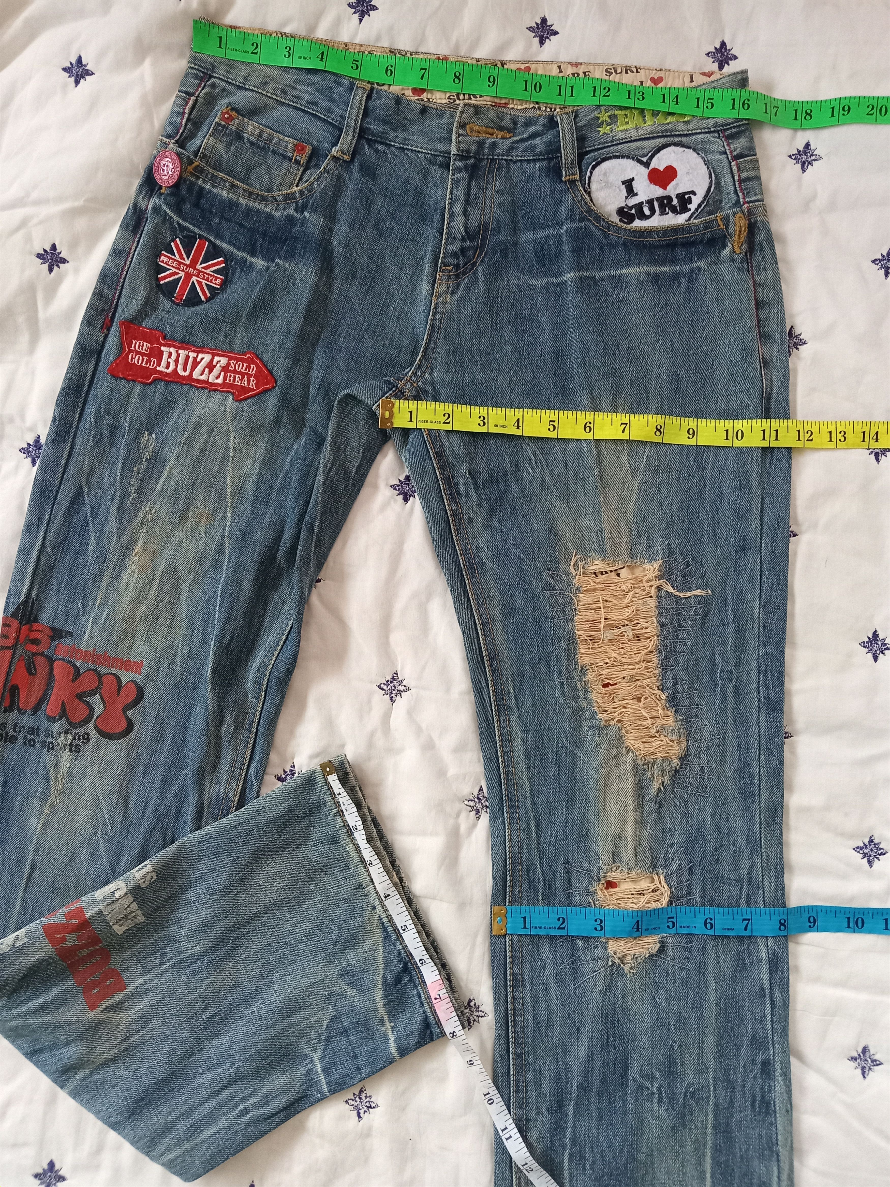 Japanese Brand BUZZ SPUNKY Rusty Distressed Patches Jeans Size US 32 / EU 48 - 2 Thumbnail