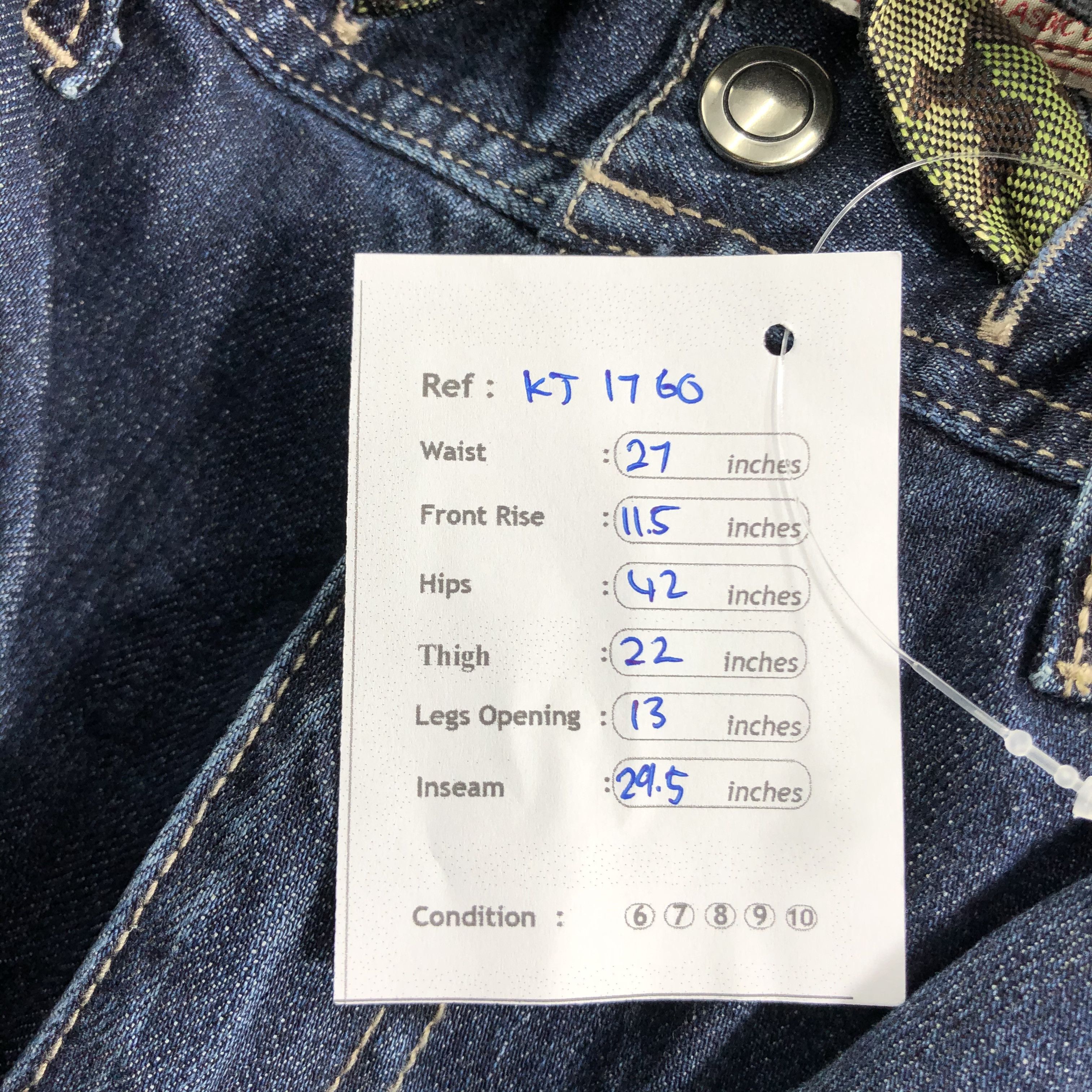 Japanese Brand Kriff Mayer Jeans Blue Parachute Denim KJ1760 Size US 27 - 10 Thumbnail