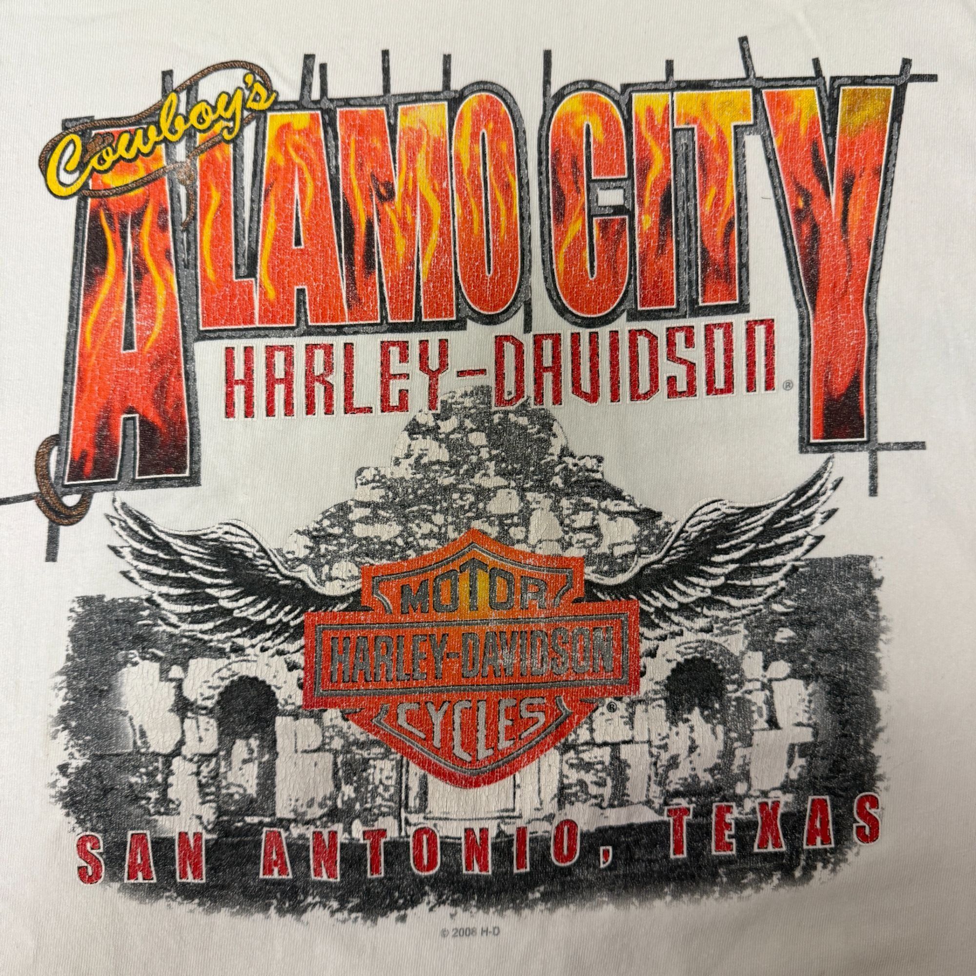 Harley Davidson H-D COWBOYS Alamo City TEXAS Motorcycle Flaming SKULL Biker Size US XXL / EU 58 / 5 - 6 Thumbnail