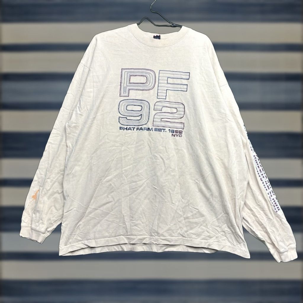 Etro VINTAGE Phat Farm Shirt Mens 2XL Graphic Tee 90s Hip Hop Beige Cotton Knit Crew Neck Short Sleeve Logo 1990s Mens T-Shirt Size US XXL / EU 58 / 5 - 1 Thumbnail