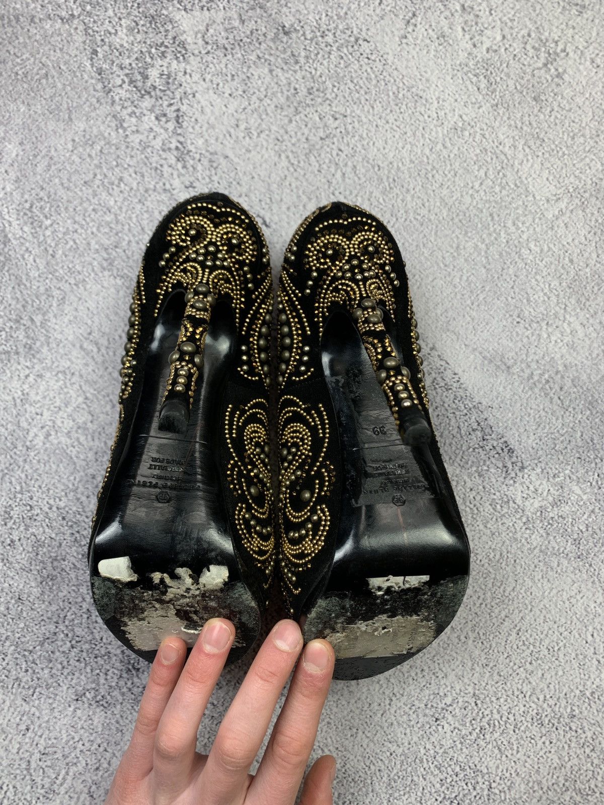 Philipp Plein Philipp Plein Womens Black Suede Platform Pumps Heels EU39 Size US 9 / IT 39 - 10 Thumbnail
