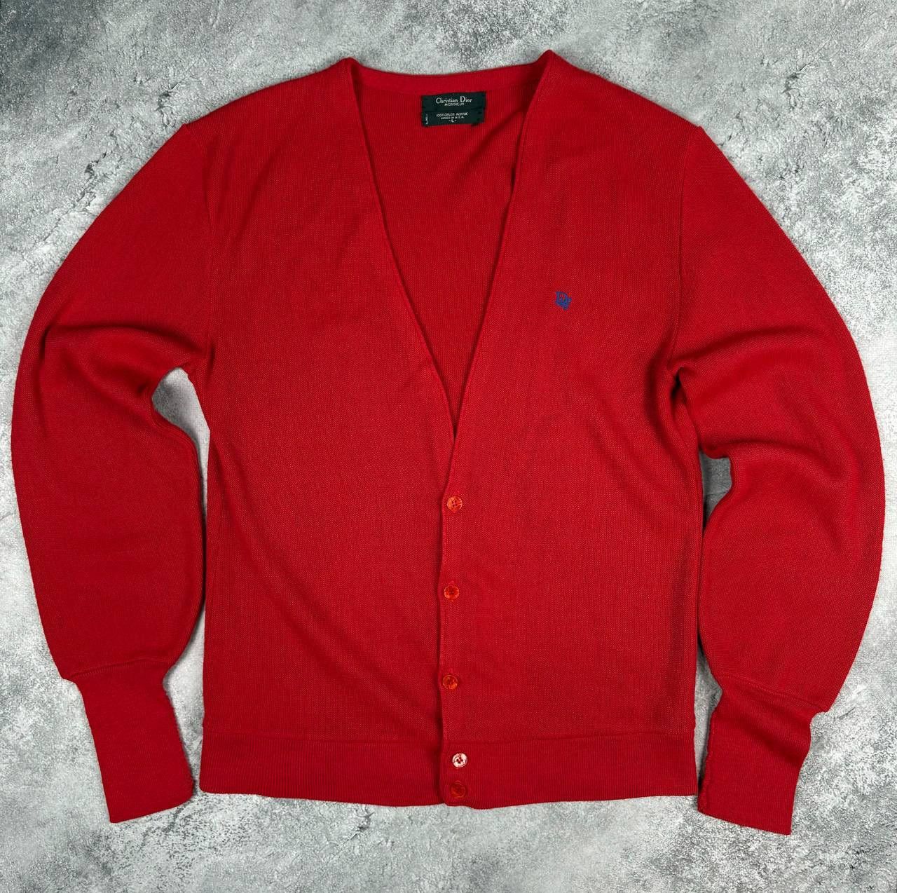 Dior × Vintage Vintage Christian Dior Monsieur V-Neck Cardigan 80-90s Size US L / EU 52-54 / 3 - 2 Thumbnail