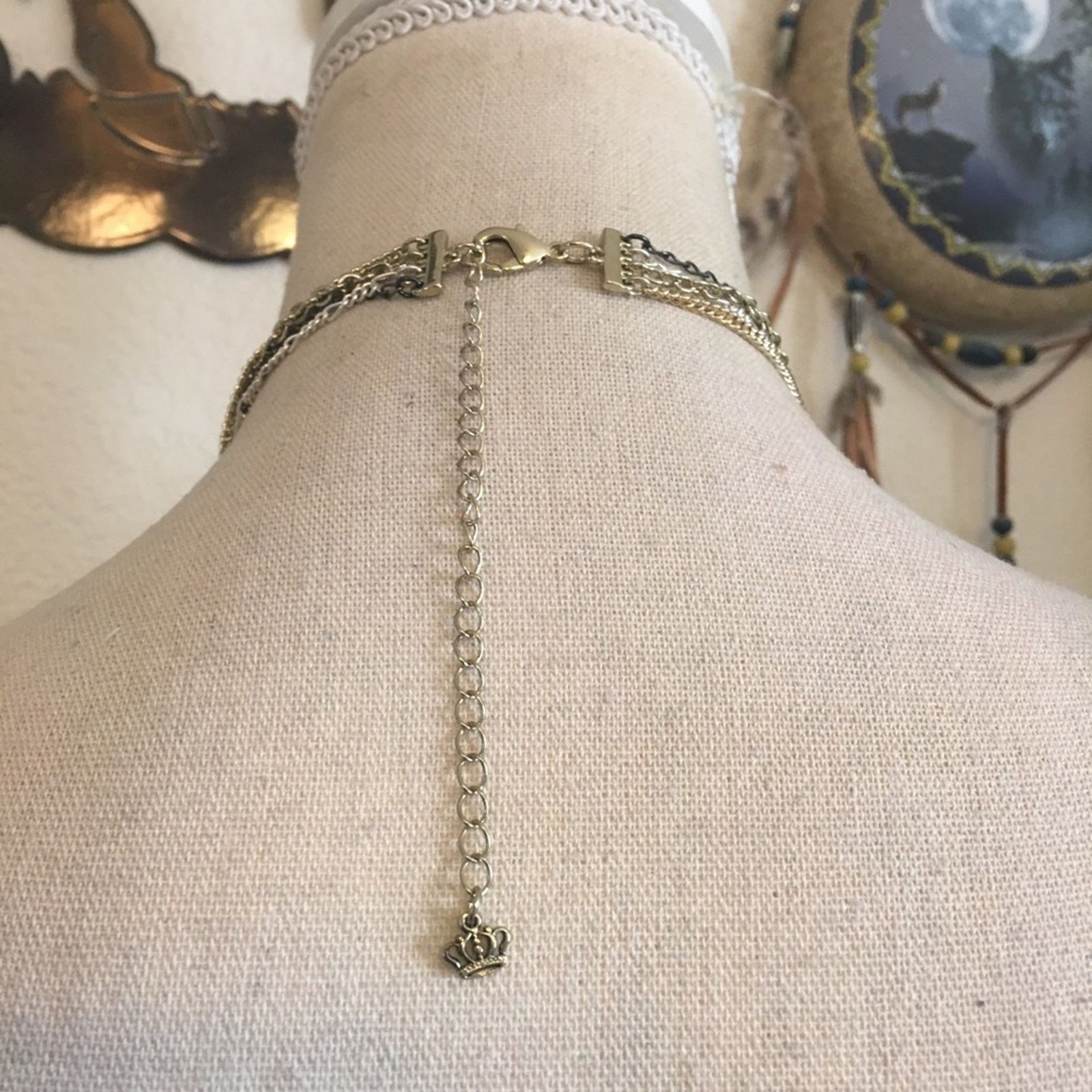 Jewelry Multi tone chain tie style fringe sparkle necklace Size ONE SIZE - 4 Thumbnail
