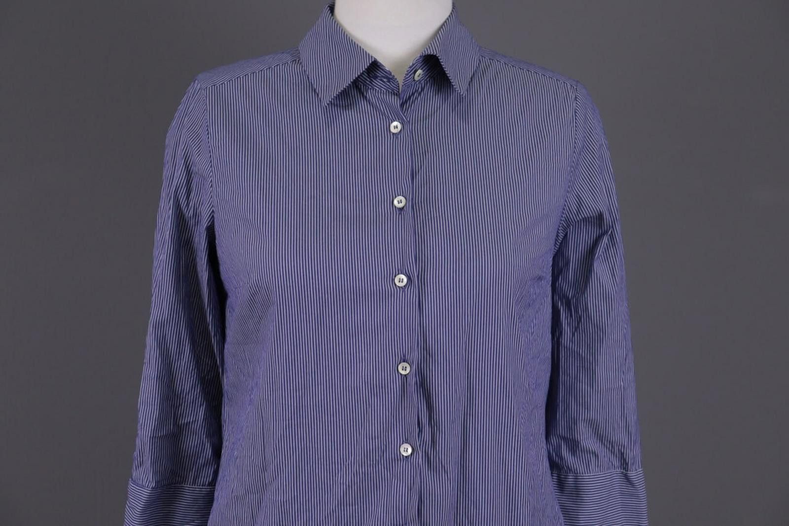 Designer Rosso 35 Genova Blue Pinstripe Henley Shirt Dress Size 42 Size M / US 6-8 / IT 42-44 - 2 Thumbnail