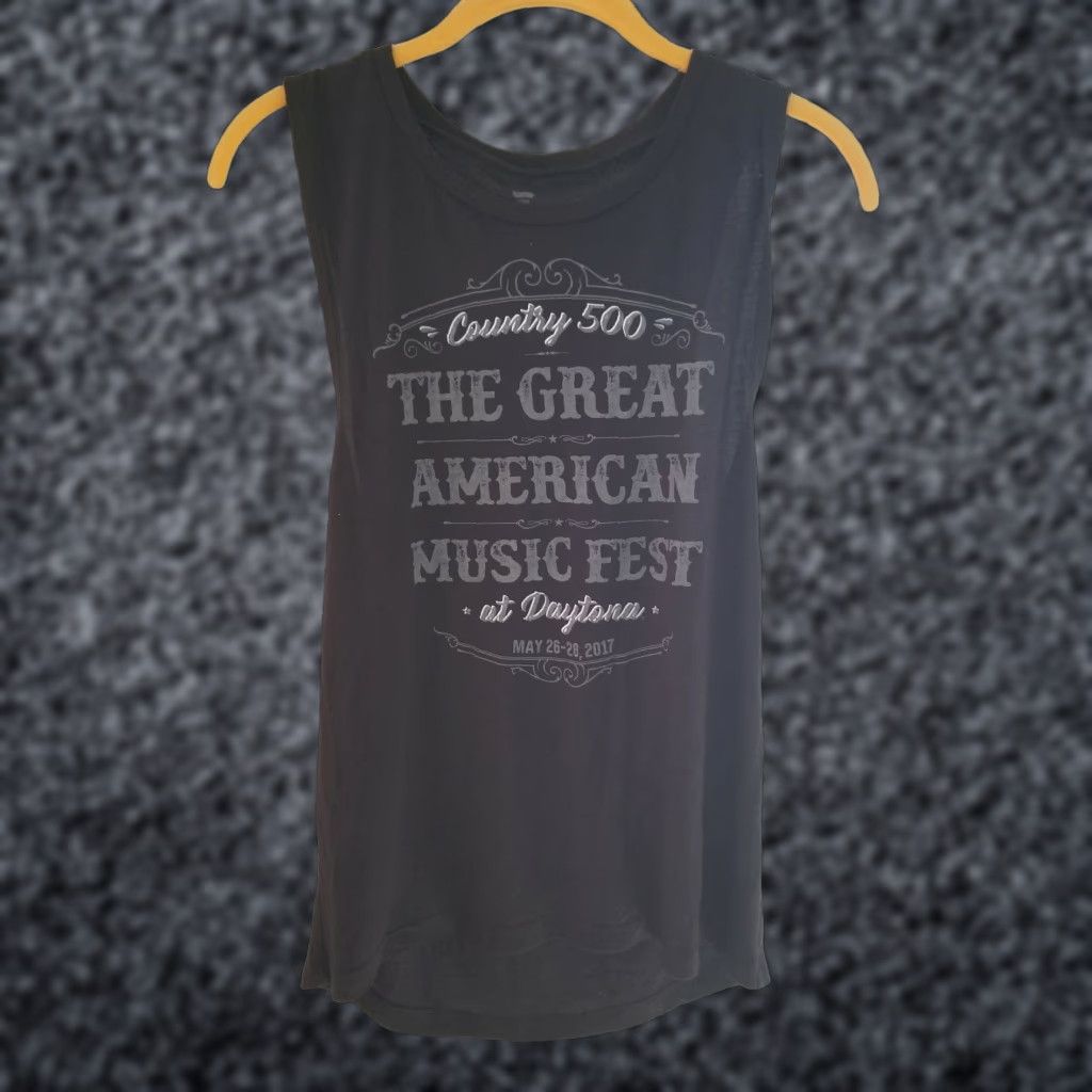 Vintage Womens Tank Top Shirt M Beach 2017 Tour Country 500 Daytona Beach FL Black Graphic Sleeveless Crew Neck Fanatics Adults Womens Size M / US 6-8 / IT 42-44 - 1 Thumbnail