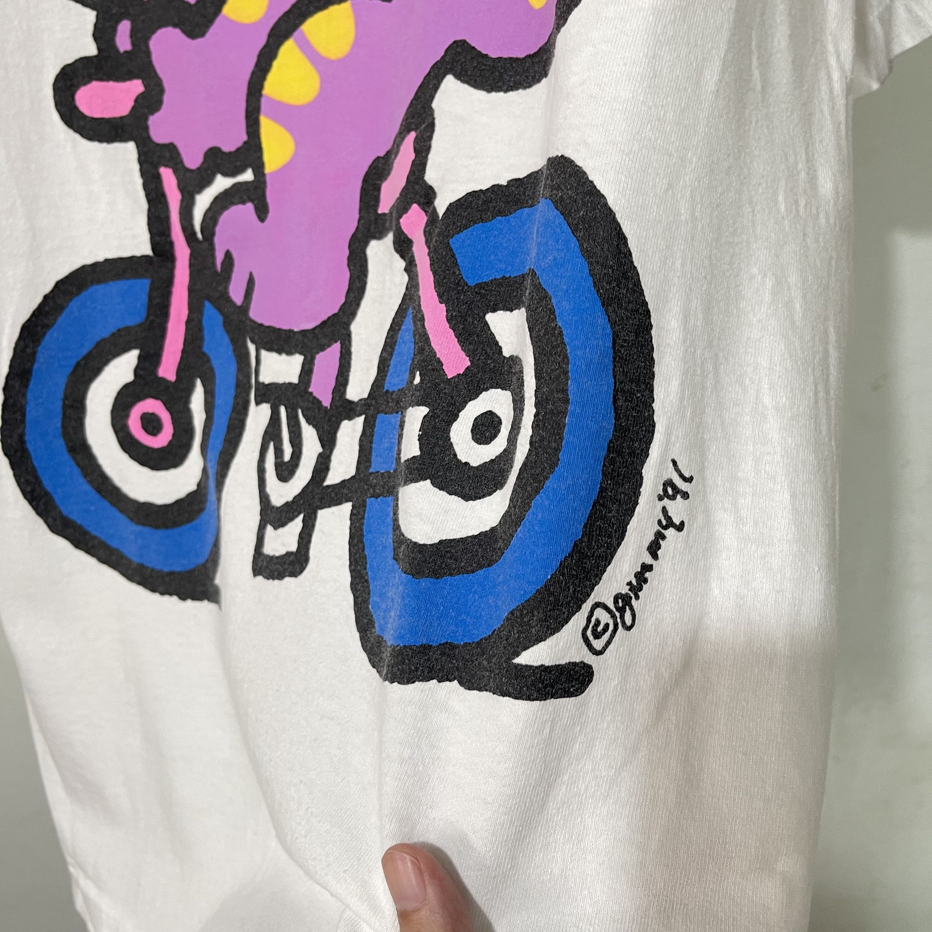 Vintage Vintage 90s Laurel Burch Cat Bicycle T-Shirt Size US L / EU 52-54 / 3 - 3 Thumbnail