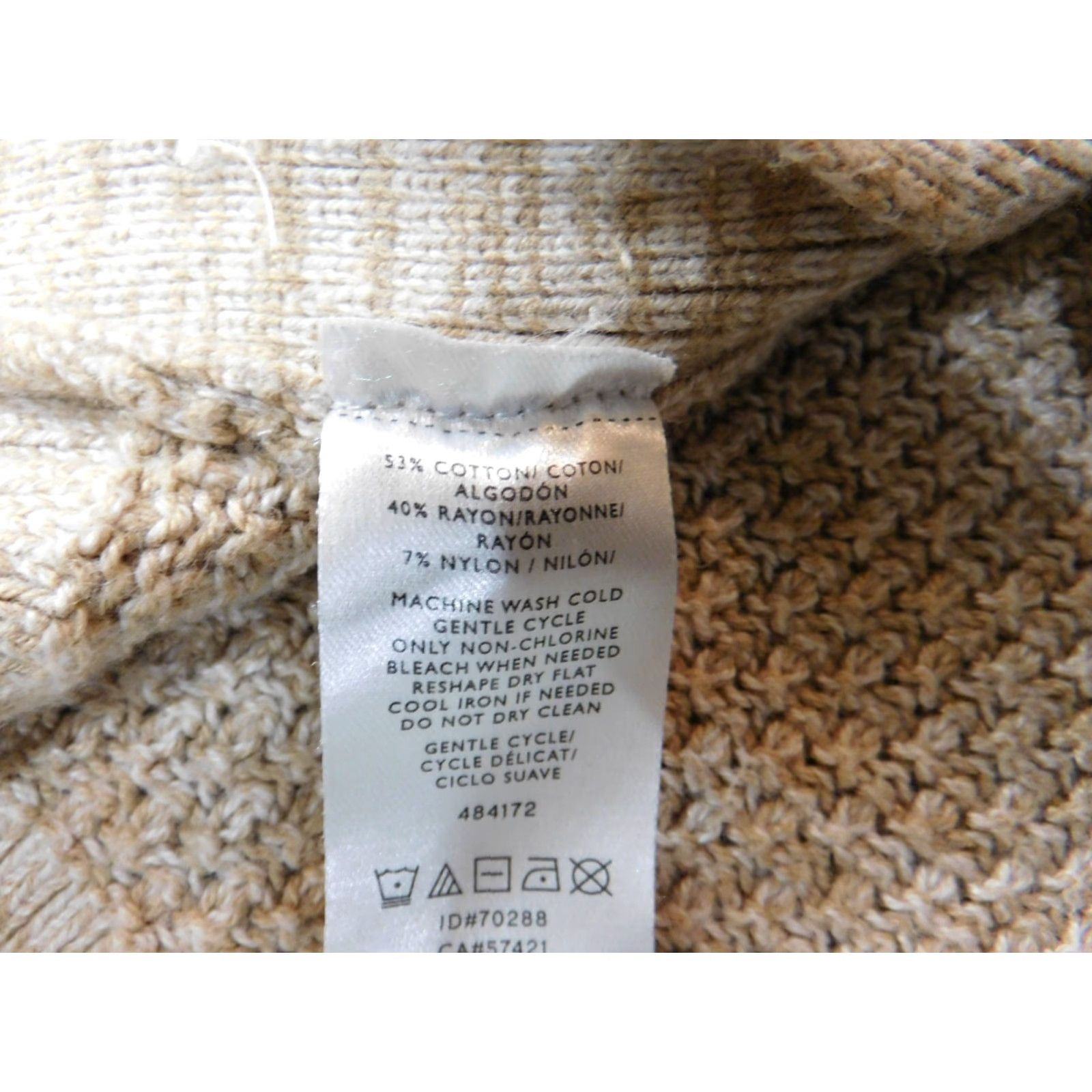 Ann Taylor Ann Taylor Womens Sweater XS Beige Crew Neck Pullover Knit Rib Pattern Stretch Regular Size S Stool Size S / US 4 / IT 40 - 7 Thumbnail