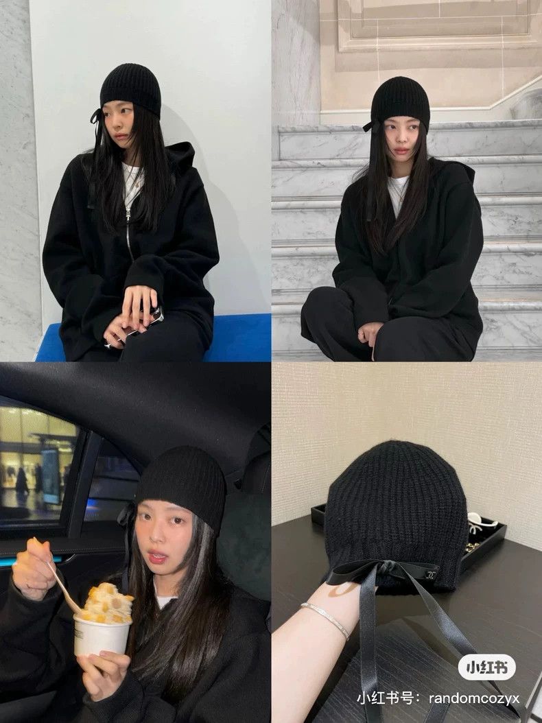 Chanel Chanel 24B popular black bow cashmere knitted cold hat Size ONE SIZE - 6 Thumbnail