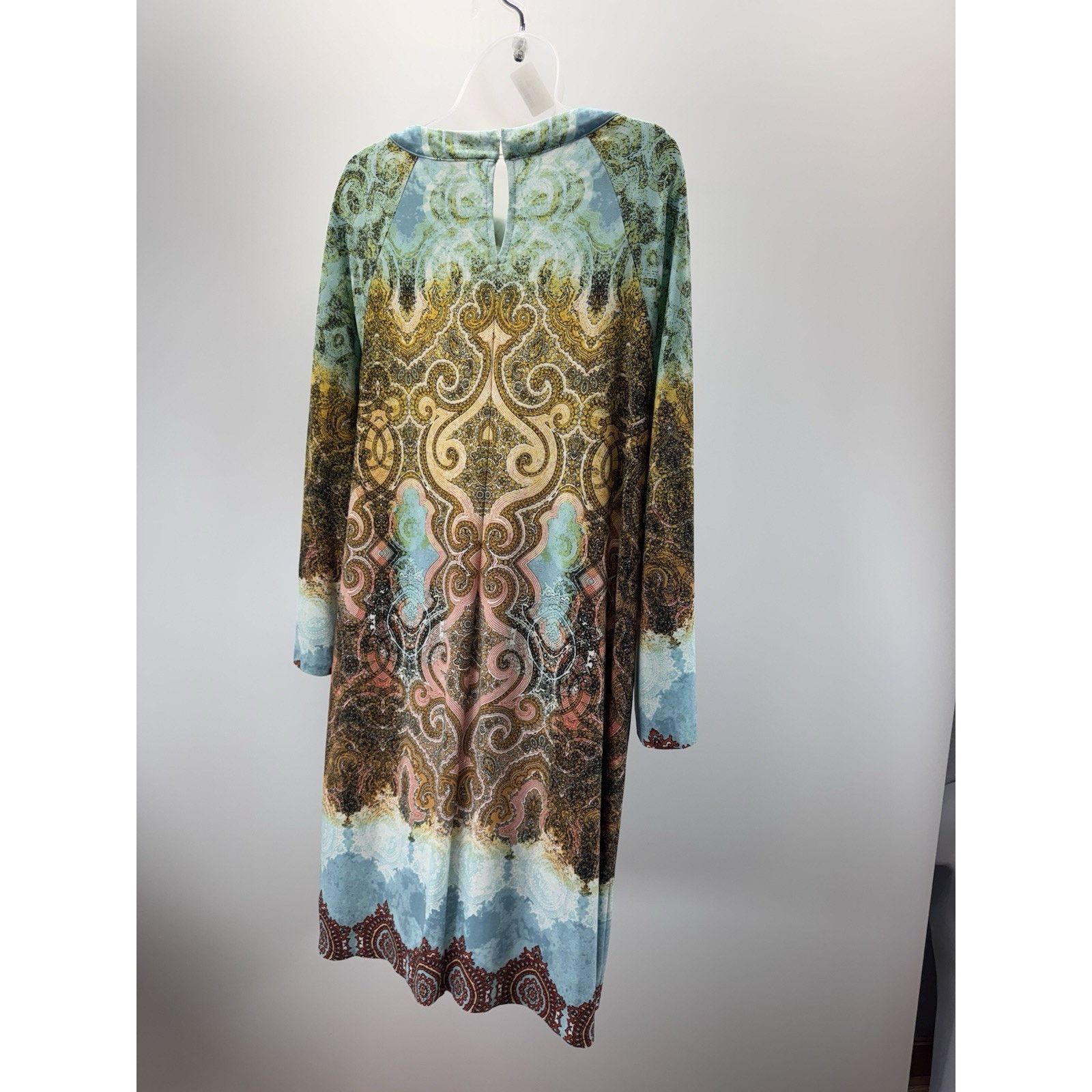 Chicos Chicos Cut Out Long Sleeves Beaded Dress Aqua Print Sz 3 XL Size XL / US 12-14 / IT 48-50 - 2 Thumbnail