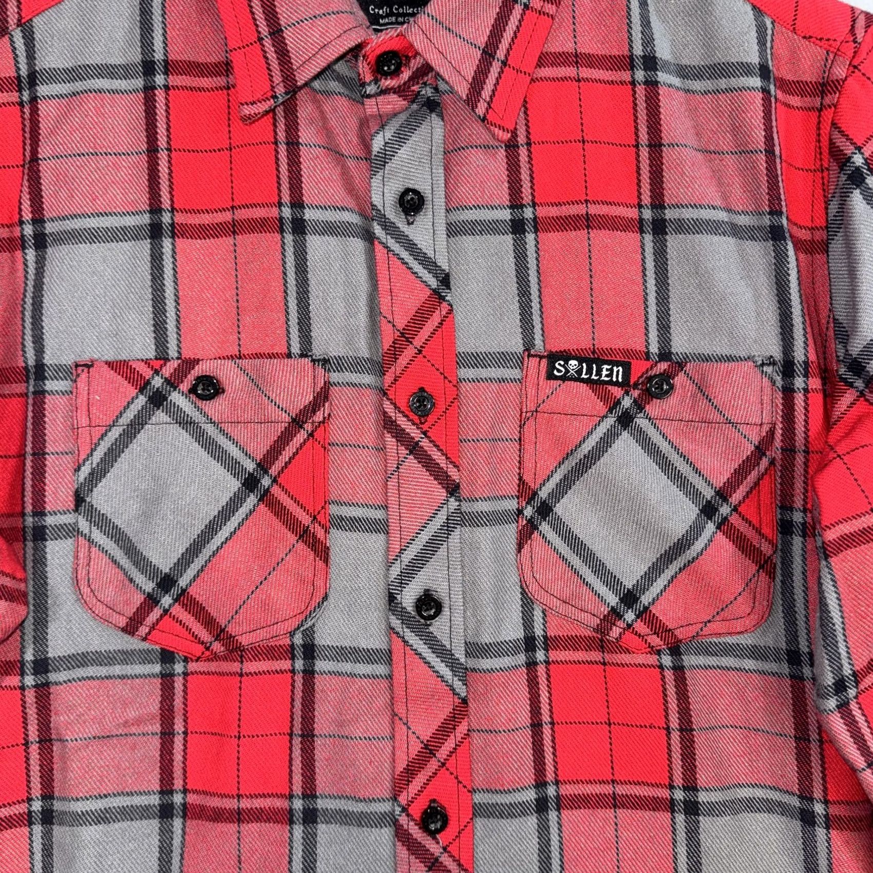 Vintage Sullen Shirt Mens Small Red Gray Plaid Flannel Button Front Long Sleeve Casual Size US S / EU 44-46 / 1 - 7 Thumbnail