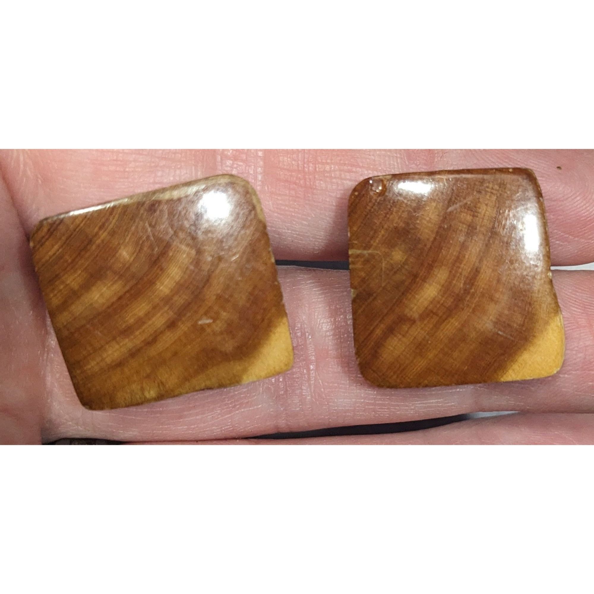 Other Vintage Brown Wood Square Retro Cuff Links Size ONE SIZE - 3 Thumbnail