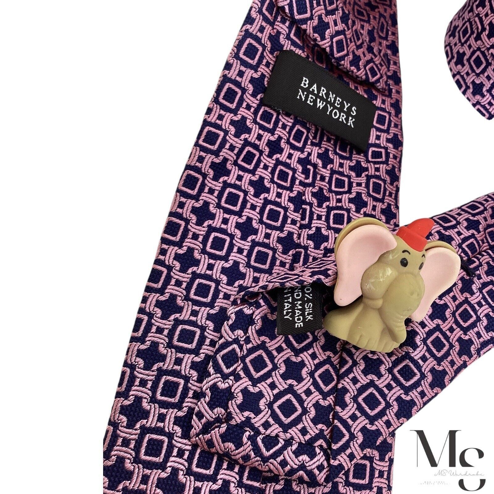Barneys New York BARNEYS NEW YORK Pink Geometric Silk Tie Hand Made In Italy Size ONE SIZE - 4 Thumbnail