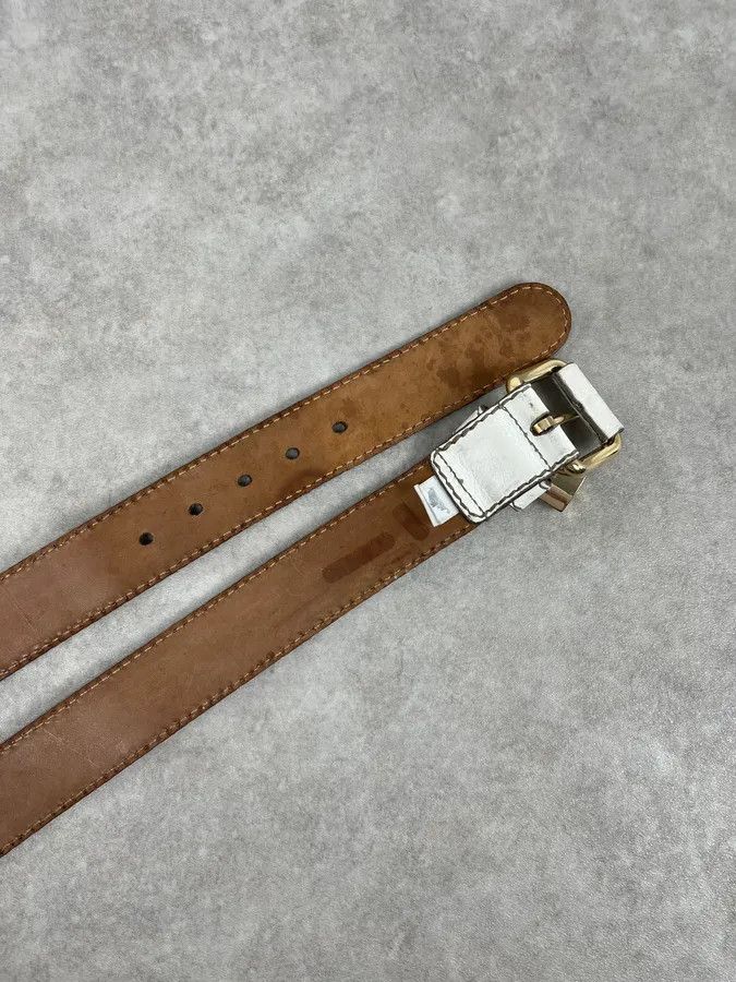 Dolce & Gabbana 2000s Dolce & Gabbana Lock Buckle White Leather Belt Size ONE SIZE - 4 Thumbnail