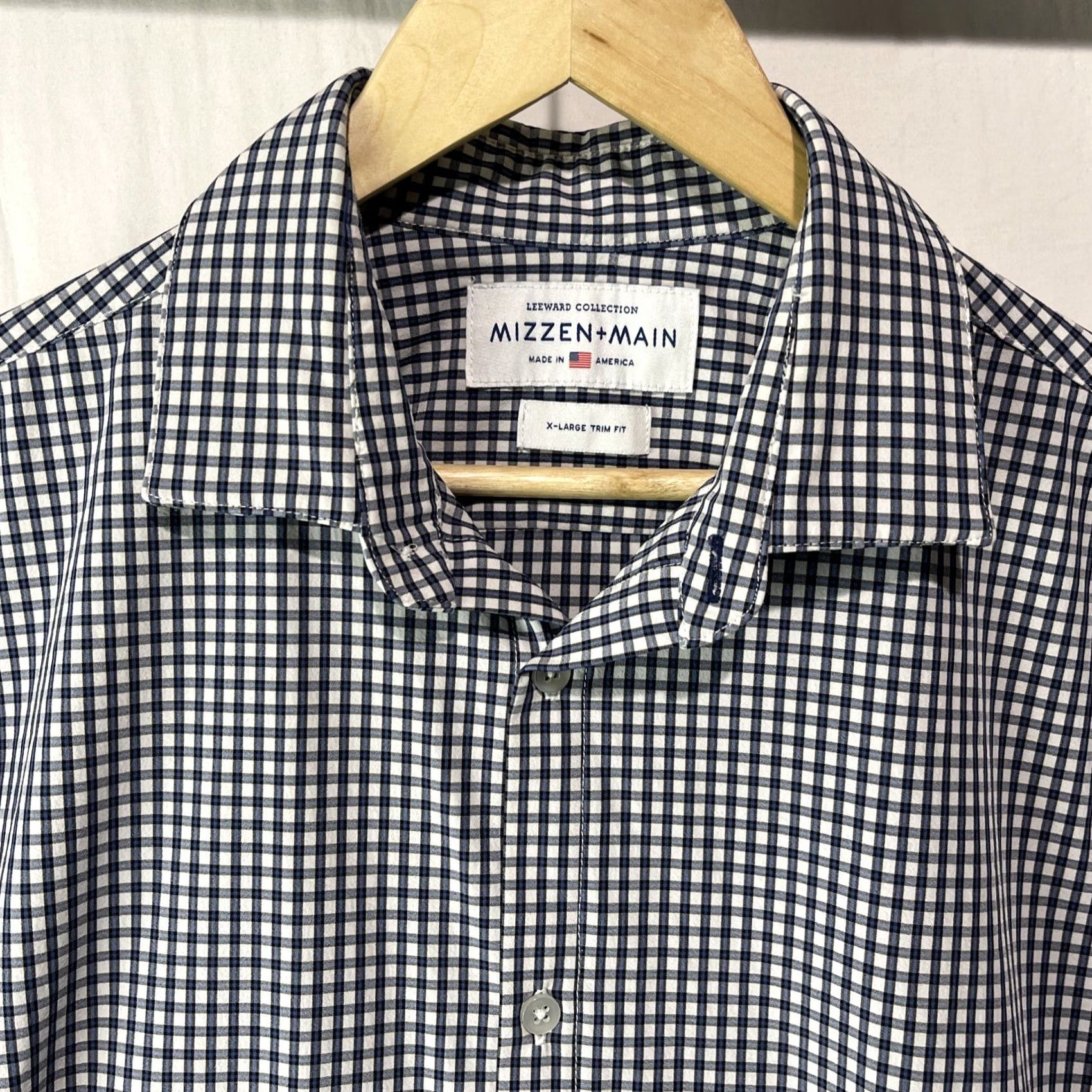 Mizzen+Main Mizzen+Main Shirt Mens XL Blue Button Cutaway Leeward Check Size US XL / EU 56 / 4 - 2 Thumbnail