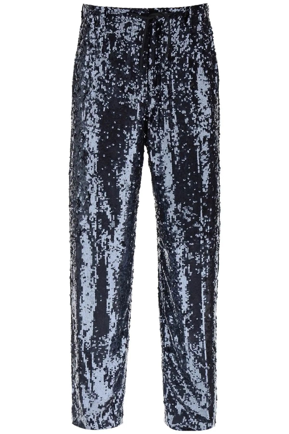 image of Dries Van Noten O1S22I1N0224 Penny Long Sequin Pant In Blue, Men's (Size 32)