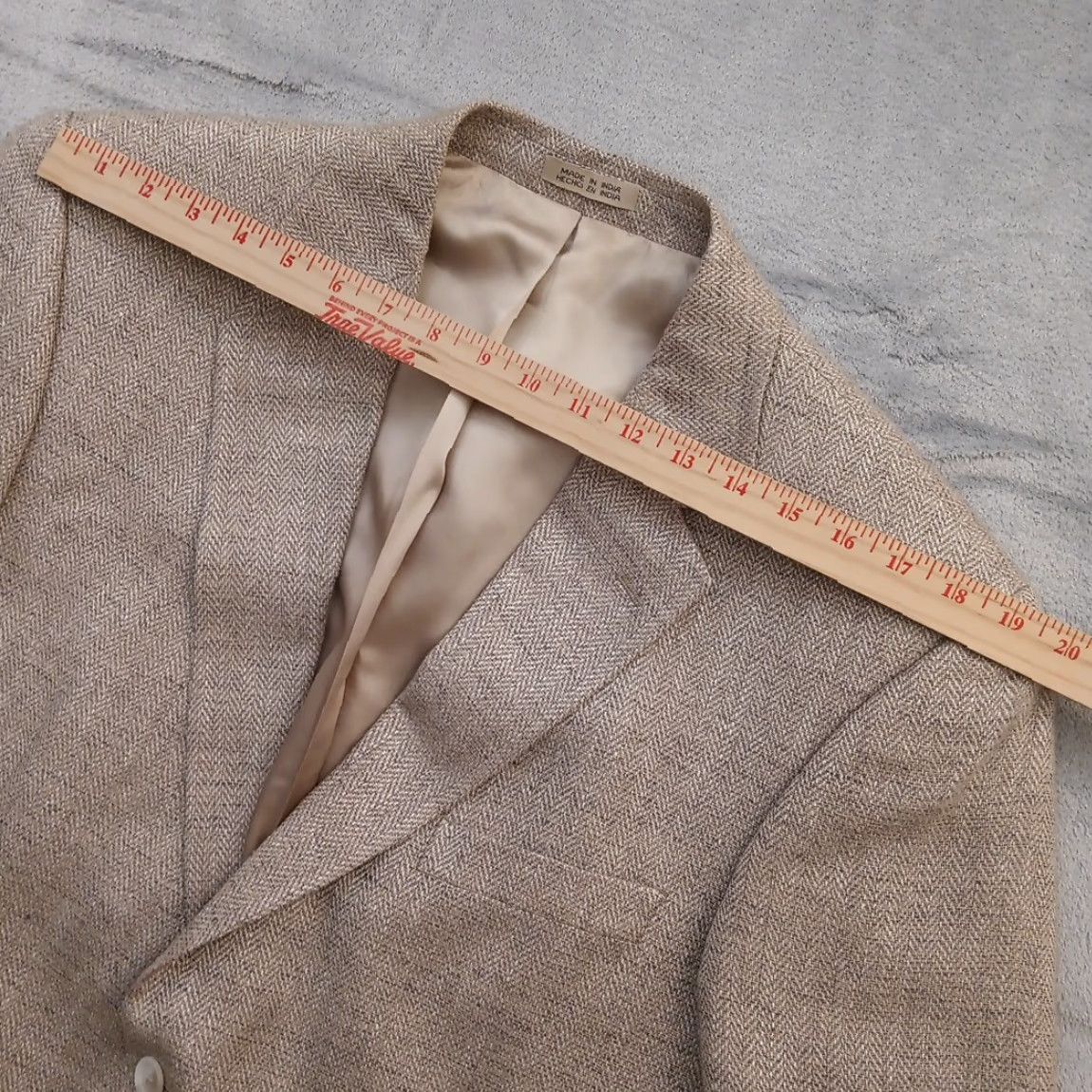 Stafford Stafford Blazer Mens Size 42 Gray Herringbone Silk Single Breasted Two-Button Notch Lapel 2 Piece Vent Single-Vented Size 42R - 2 Thumbnail