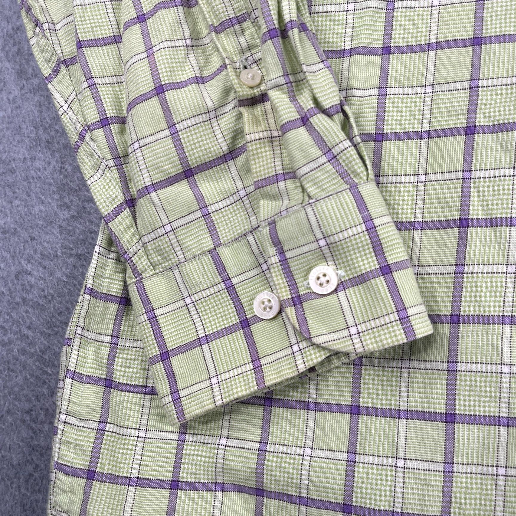Vintage Alan Flusser Shirt XL Green Purple Check Casual Button Up Long Sleeve Mens Shirt Size US XL / EU 56 / 4 - 2 Thumbnail