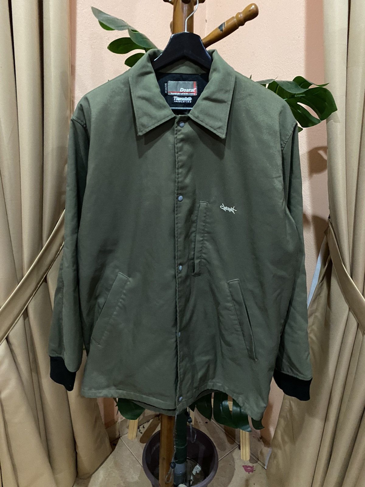 Japanese Brand Doarat Insulated Jacket Thinsulate Olive Green Snap-Up Coat Size US M / EU 48-50 / 2 - 1 Thumbnail