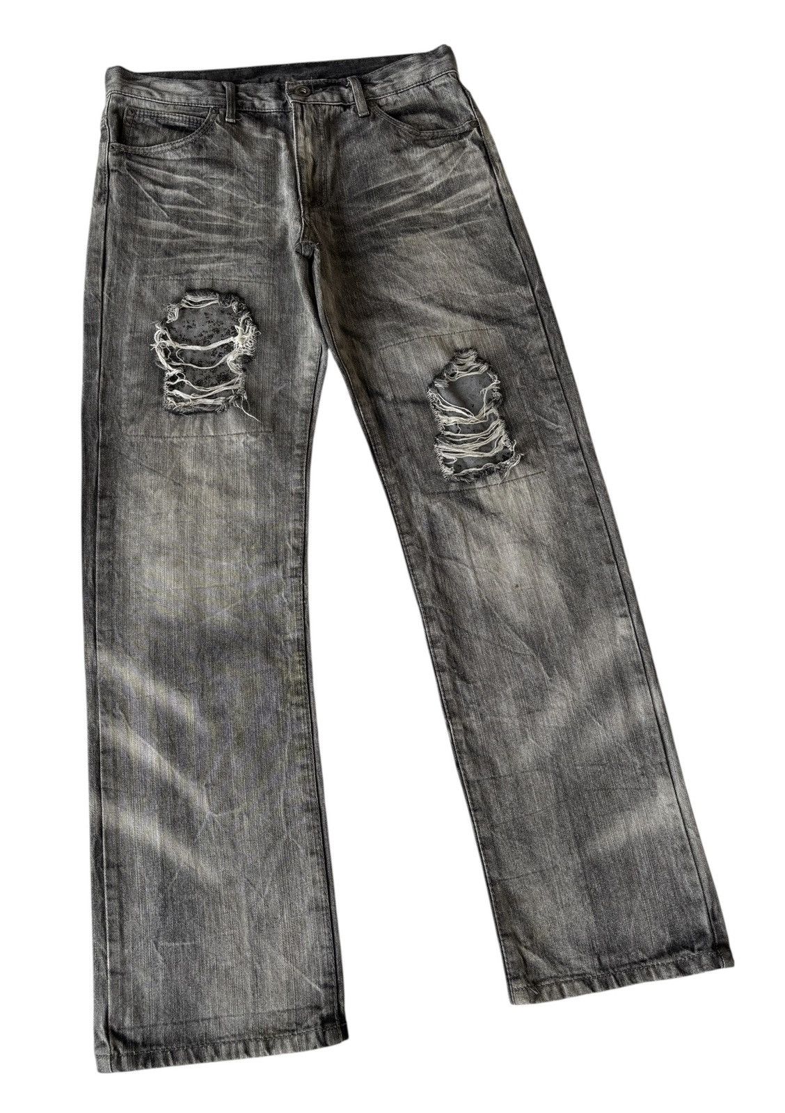 Kapital Vintage Thrashed Smoke Gray Distressed Denim Jeans Size US 33 - 3 Thumbnail