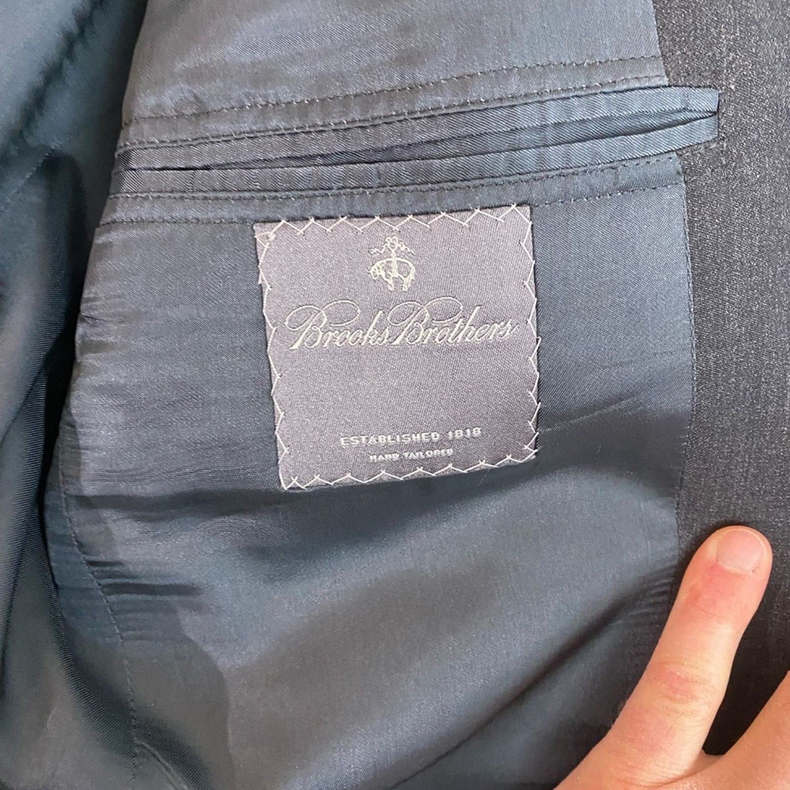 Brooks Brothers Brooks Brothers Men's Charcoal Black Wool Blazer - 42R Size 42R - 7 Thumbnail