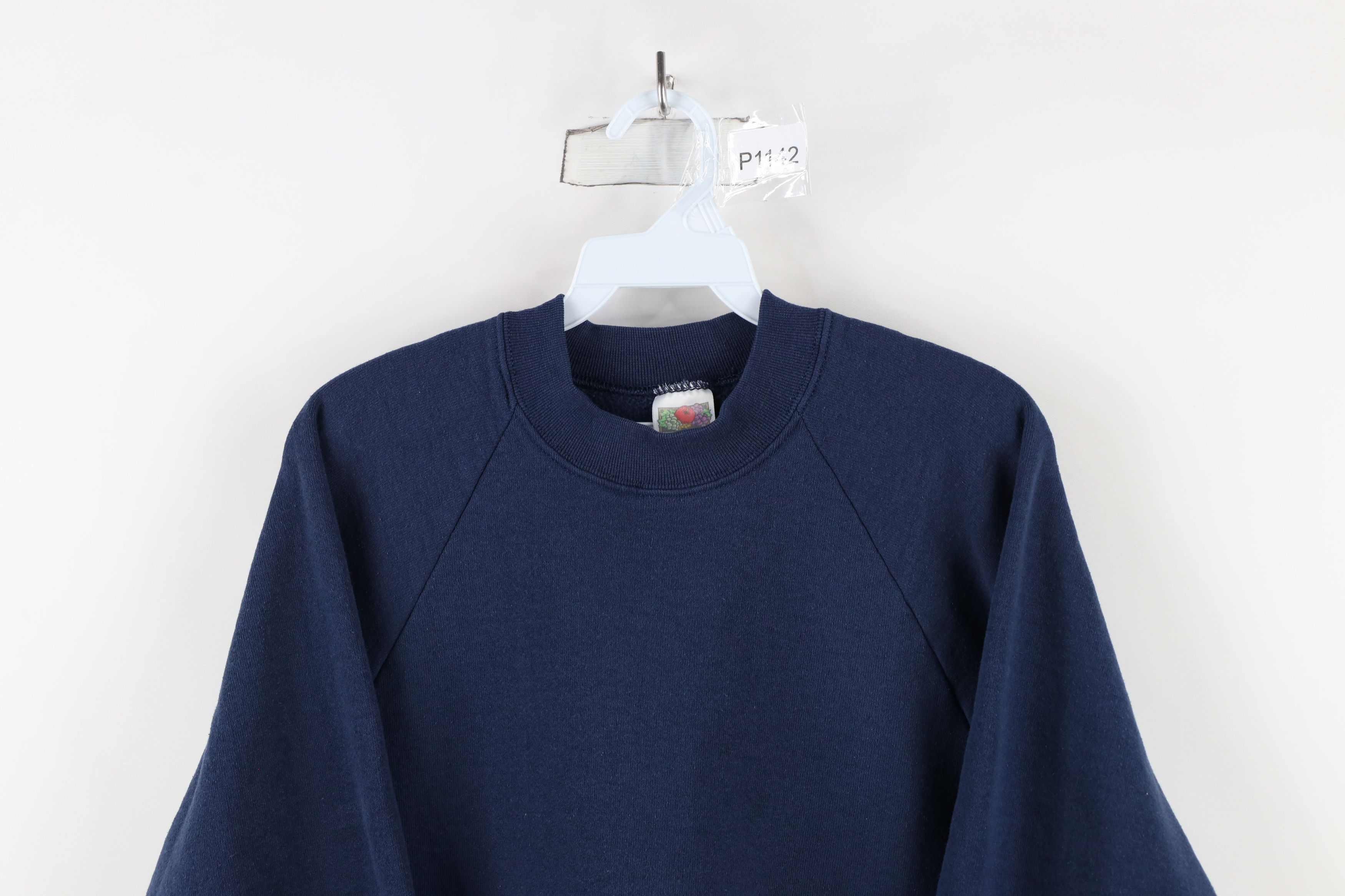 Vintage Vintage 90s Streetwear Blank Crewneck Sweatshirt Navy Blue Size L / US 10 / IT 46 - 2 Thumbnail