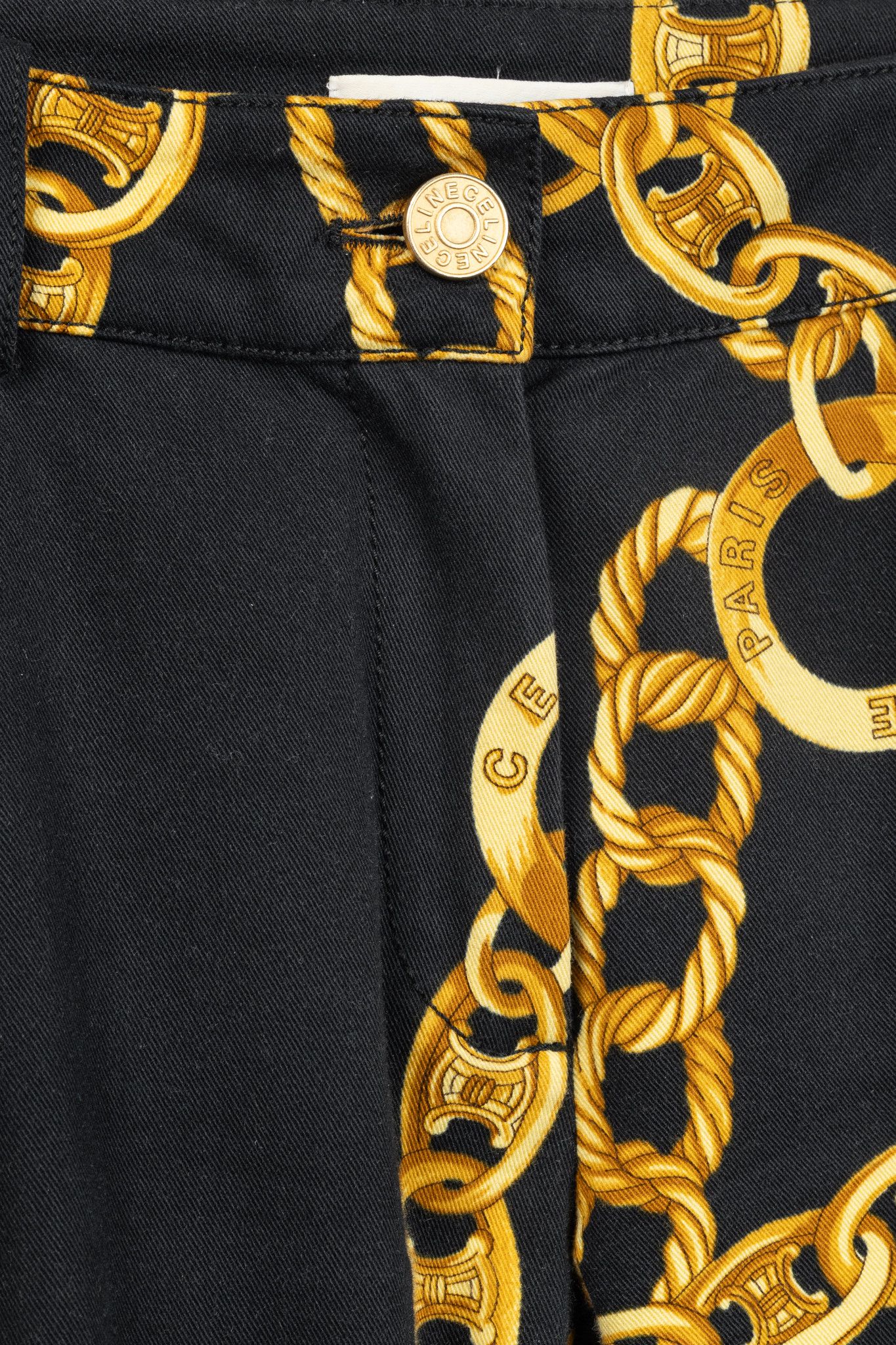 Celine Celine SS/04 Black Chain-Motif Cotton Twill Skinny Pants Size 28" / US 6 / IT 42 - 10 Thumbnail