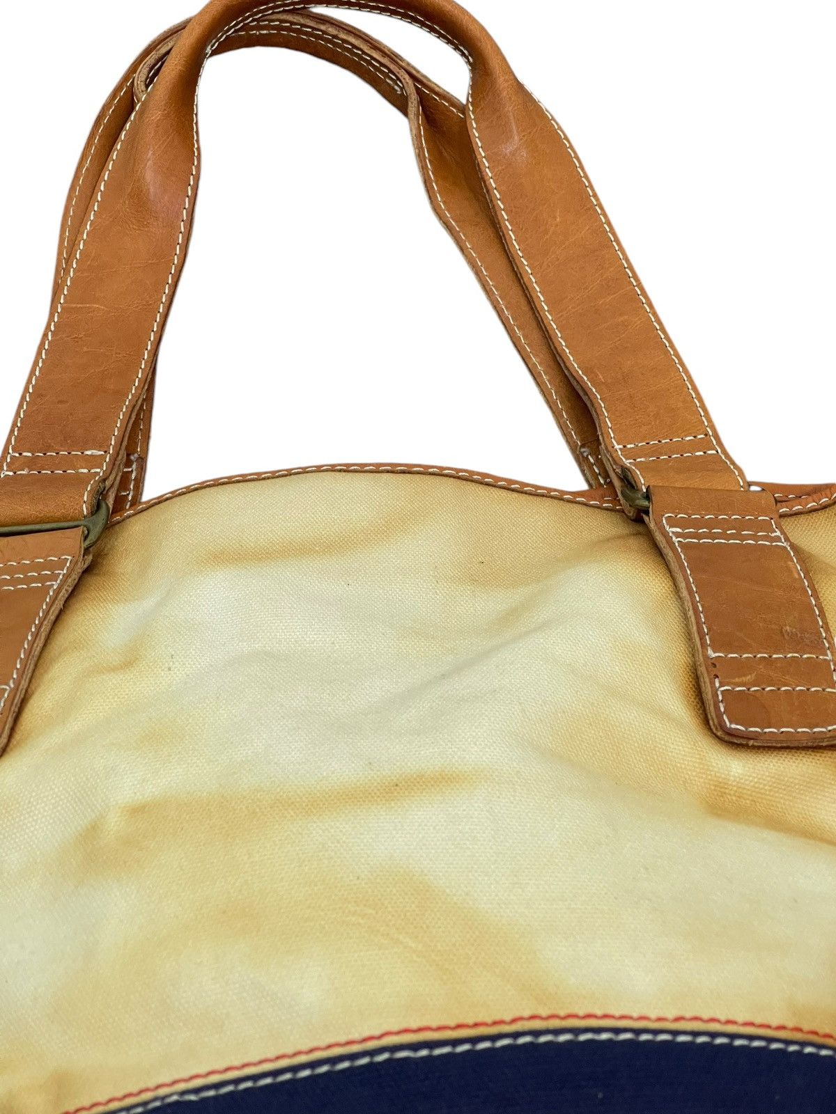 Genuine Leather Leather Cotton Canvas Vtg Tommy Hilfiger Tote Bag 4🟩 Size ONE SIZE - 17 Thumbnail