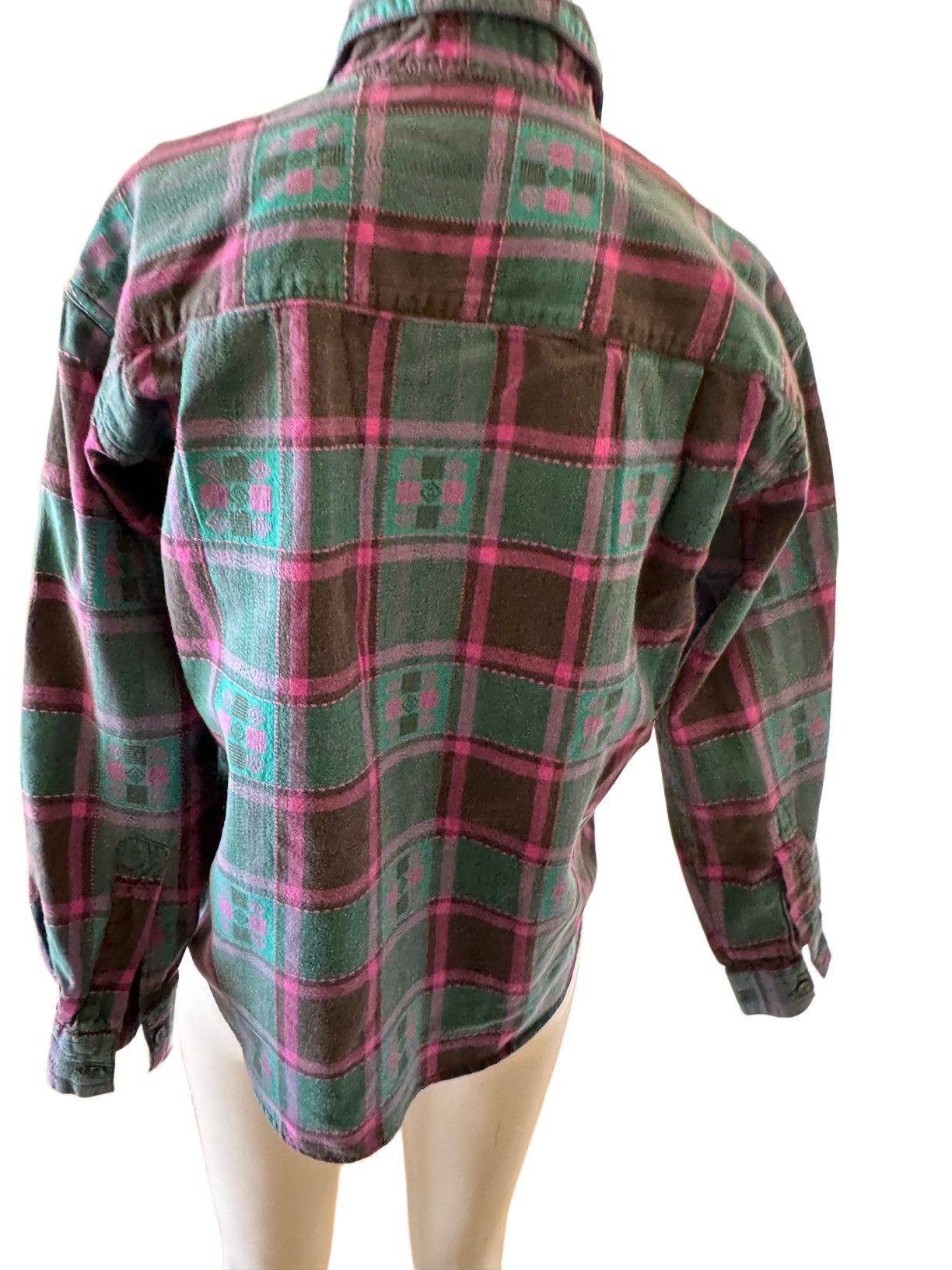Vintage Rachel Brooke plaid button teal fuschia 100% cotton vintage Size M / US 6-8 / IT 42-44 - 3 Thumbnail
