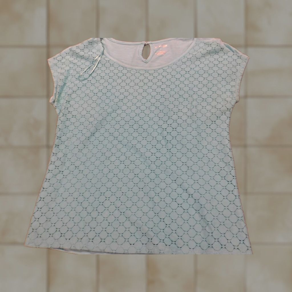 Vintage St.Johns Bay Blouse L Women Blue Plaid Crew Neck Short Sleeve Pullover Cotton Rayon Casual Regular Size L Buttons Size L / US 10 / IT 46 - 1 Thumbnail