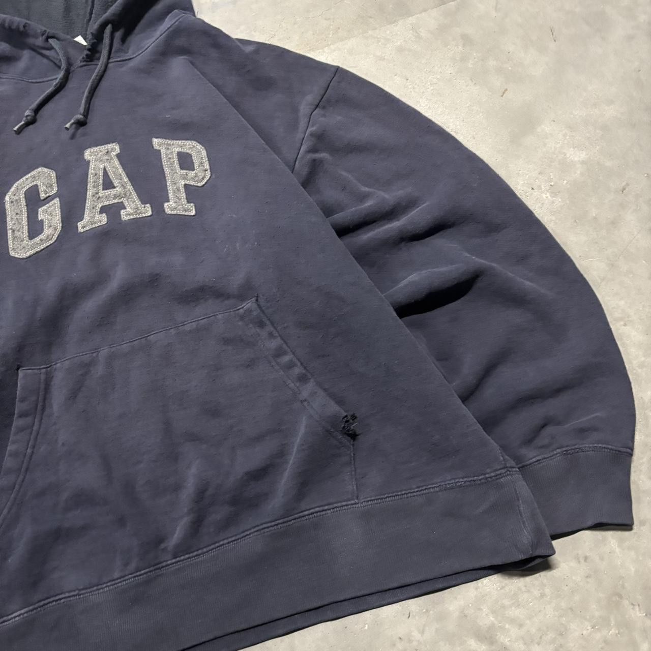 Gap × Vintage Crazy Vintage Y2K/2000s Faded Navy Blue Gap Boxy Hoodie! Size US XL / EU 56 / 4 - 4 Thumbnail