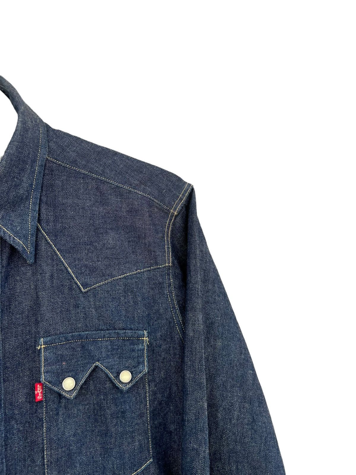 Levi's × Levi's Vintage Clothing Vintage 90s Levi’s LVC Big E Denim Western Shirt Short Horn Size US M / EU 48-50 / 2 - 8 Thumbnail