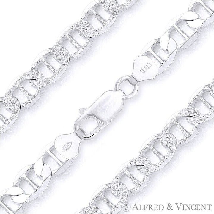 Other 8mm Marina / Mariner Pave Link Italian Chain Bracelet 8" Size ONE SIZE - 1 Thumbnail