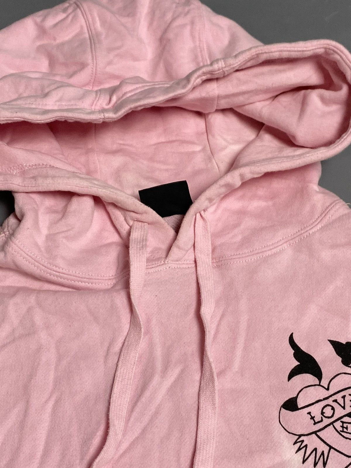 Christian Audigier Ed Hardy Love Hoodie Pink Graphic Women's L Bleach Damage Size L / US 10 / IT 46 - 3 Thumbnail