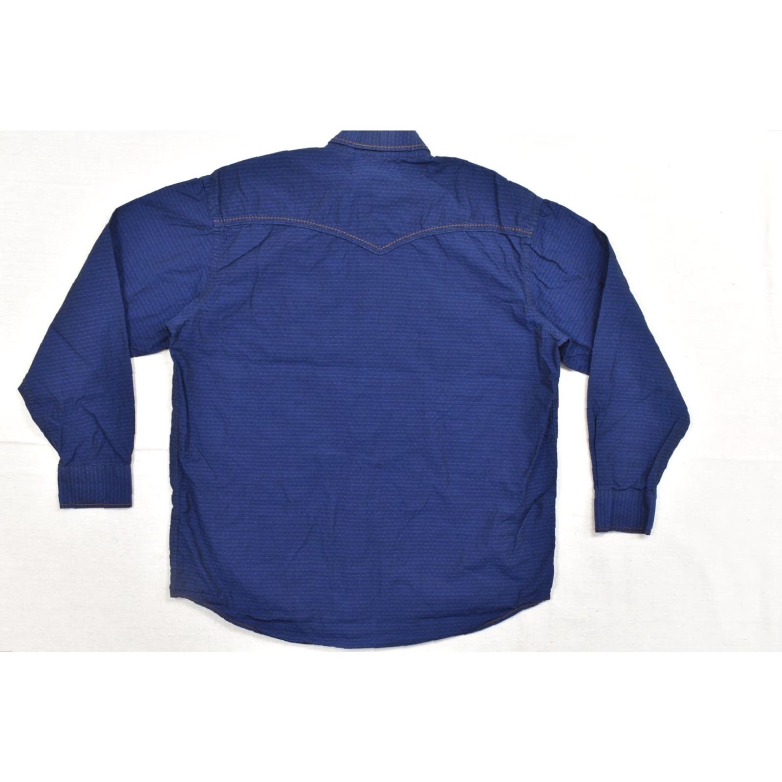 Vintage Rough Stock Panhandle Slim Mens Large Blue Textured Long Sleeve Western Snap Shirt Size US L / EU 52-54 / 3 - 3 Thumbnail
