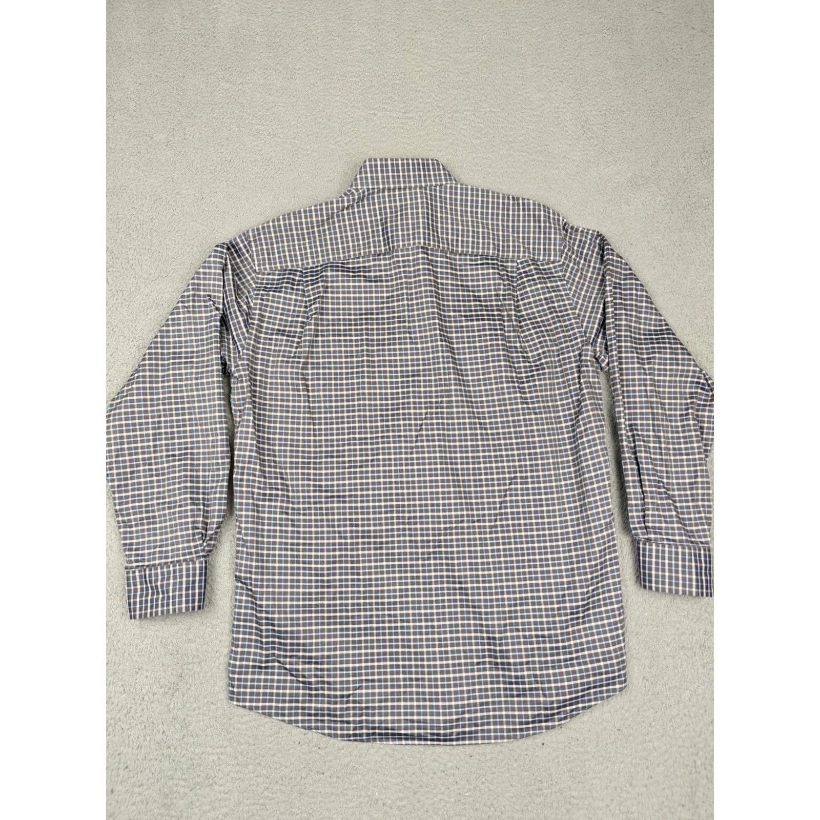 Orvis VINTAGE Orvis Dress Shirt Mens Medium Blue Check Wrinkle Free Button Down Cotton Size 40R - 6 Thumbnail