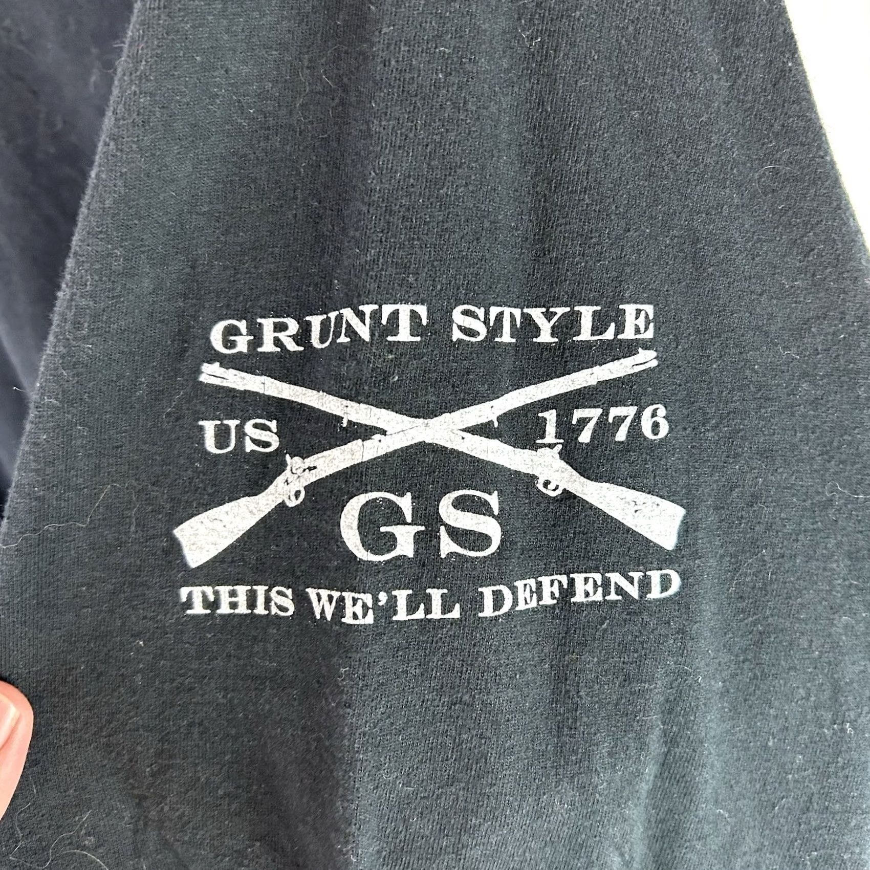 Vintage Grunt Style Long Sleeve Shirt Mens 2X Black One Flag One Land One Heart Cowboy Patriotic Logo Crew Neck T-Shirt Size US XXL / EU 58 / 5 - 4 Thumbnail