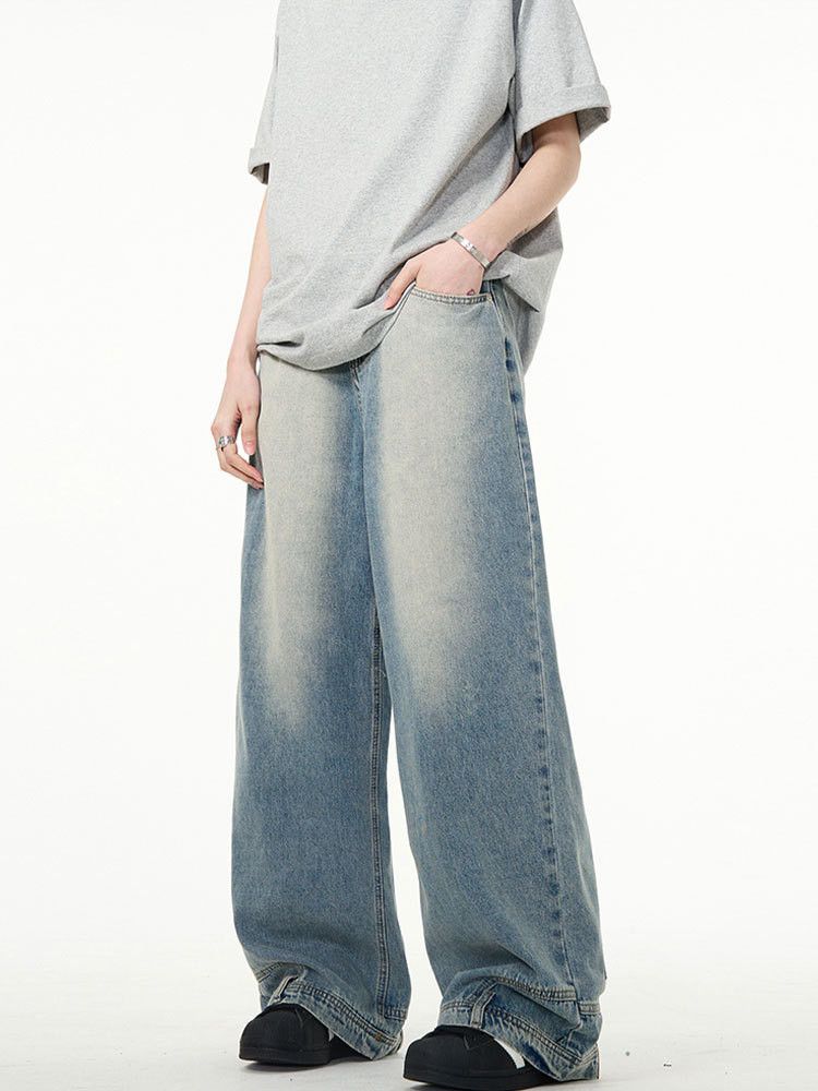 Japanese Brand × Jean Men's American retro washed loose straight jeans Size US 32 / EU 48 - 3 Thumbnail