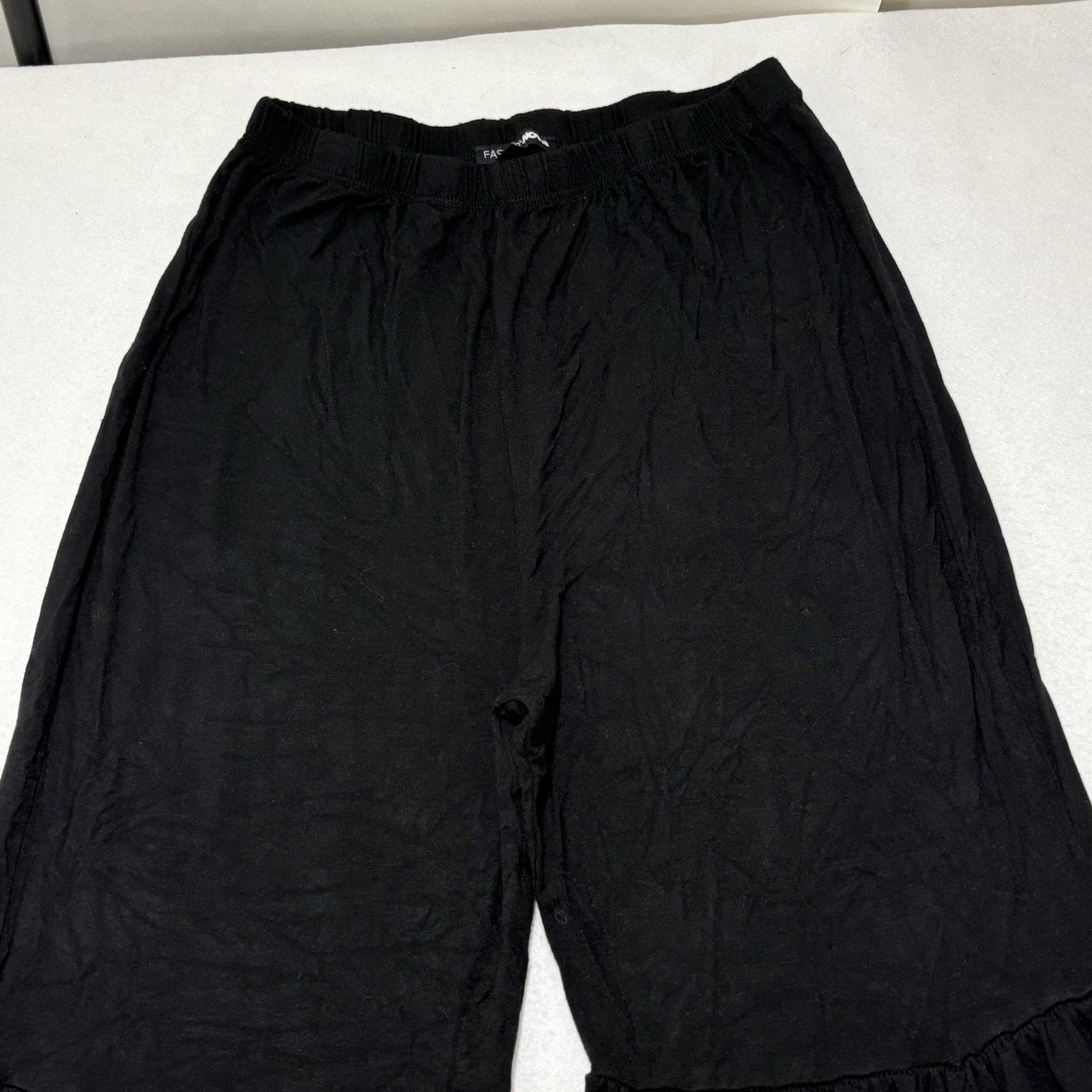 Other Fashion Nova Medium Wide/Flared Leg Pants Black Trousers Size 32" / US 10 / IT 46 - 2 Thumbnail