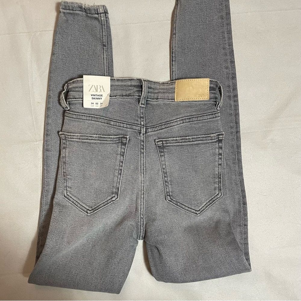 Zara NWT New Zara Hi-Rise Ankle Length Vintage Skinny Grey Jeans Size 26" / US 2 / IT 38 - 4 Thumbnail