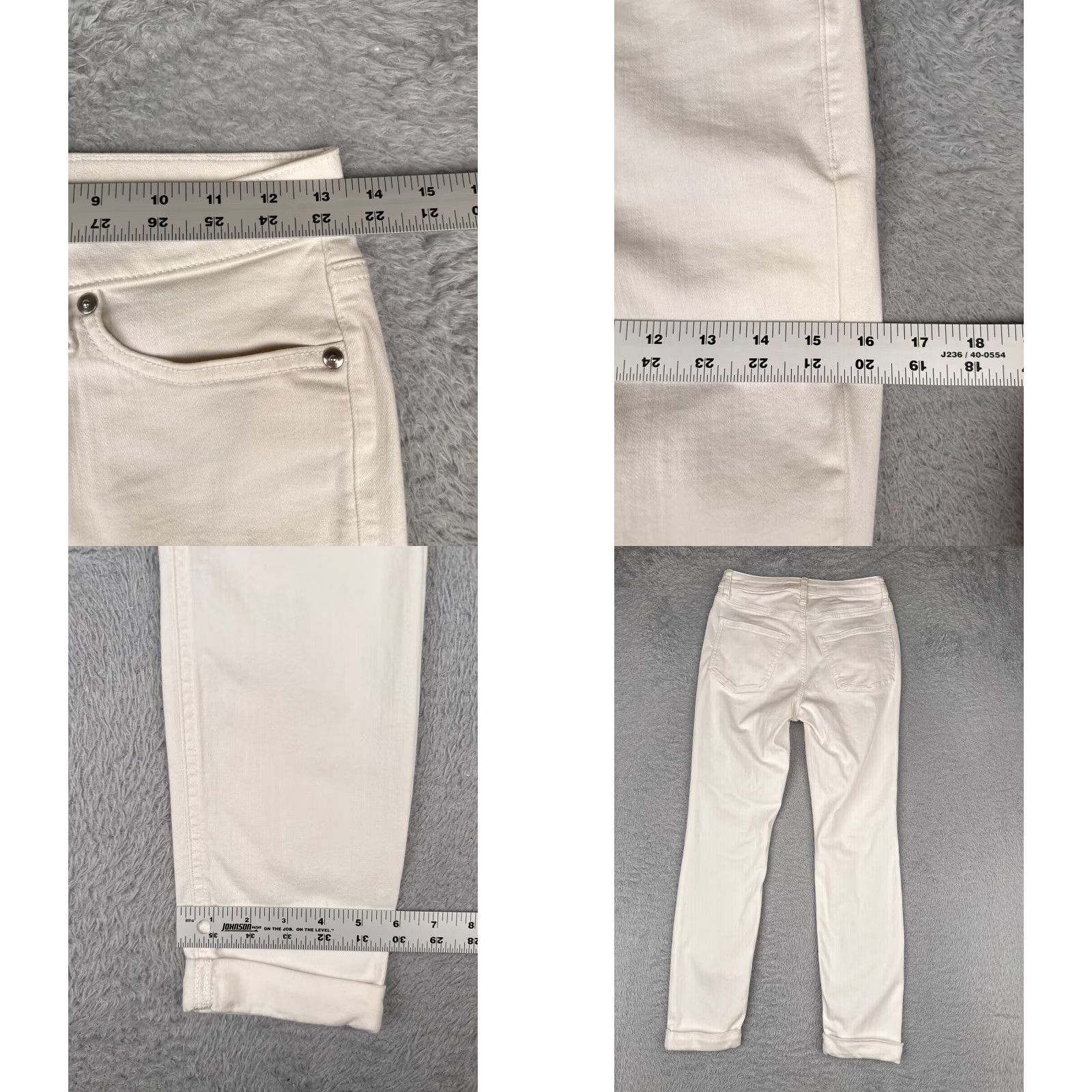 Vintage LC Lauren Conrad Jeans Women White Denim High Rise Skinny Ankle Cropped Hem 26x26 4 Regular Inseam 26 in Cotton Denim Size 27" / US 4 / IT 40 - 9 Thumbnail