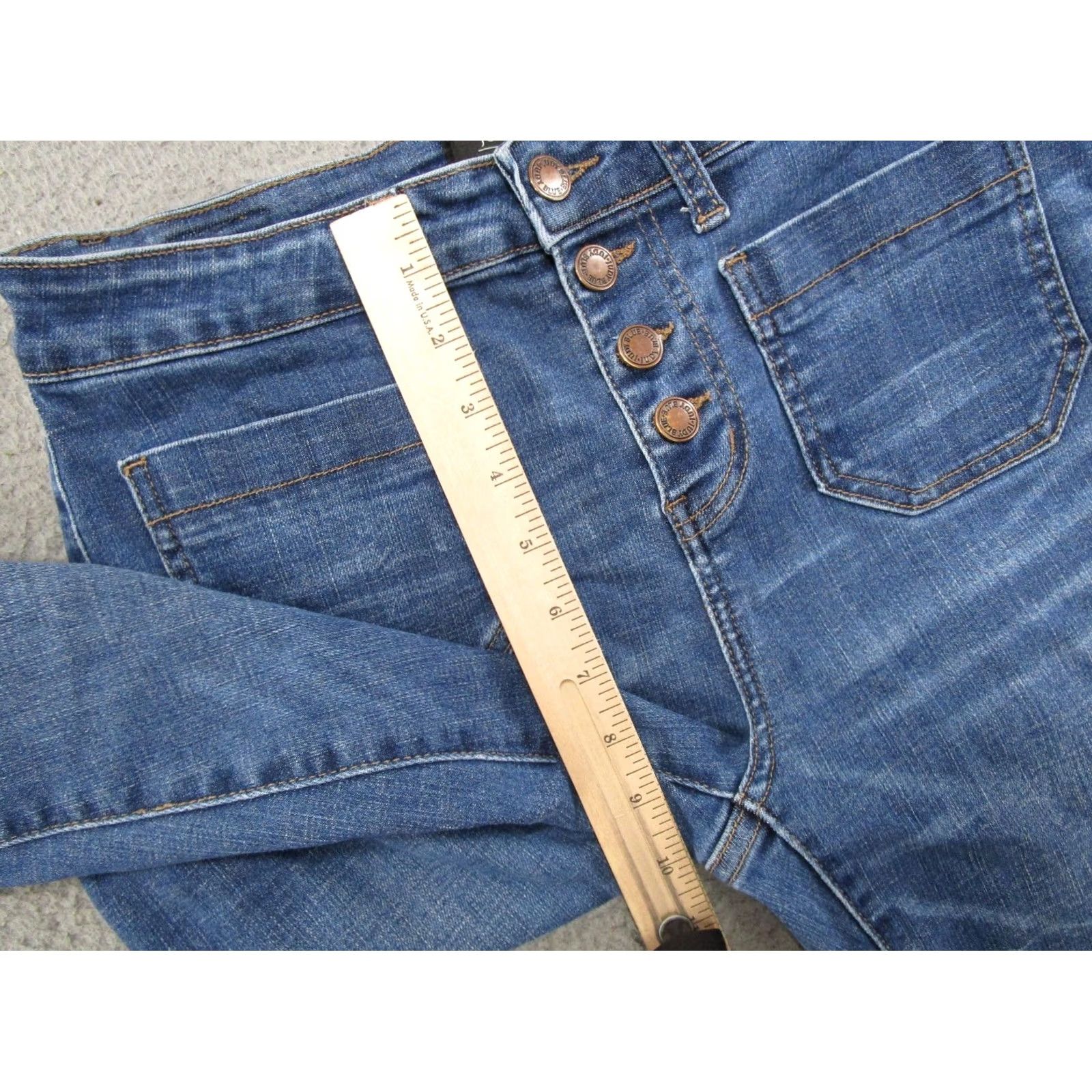 Denime Judy Blue Jeans Skinny Button Fly Womens Size 29 Medium Wash Denim Stretch 5-Pocket Size 29" - 7 Thumbnail