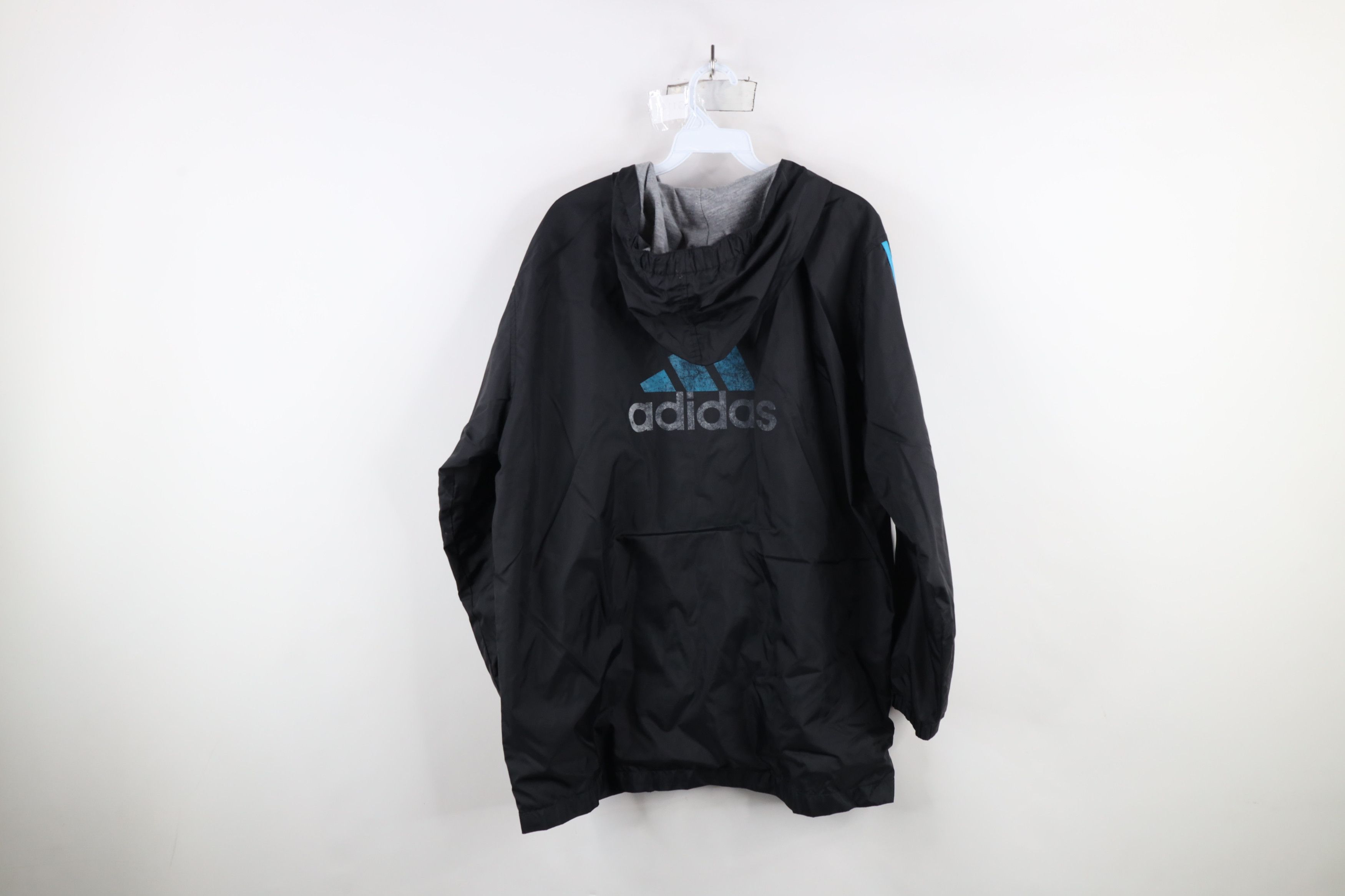Adidas × Vintage Vintage 90s Adidas Spell Out Lined Hooded Windbreaker Jacket Size US XL / EU 56 / 4 - 13 Thumbnail