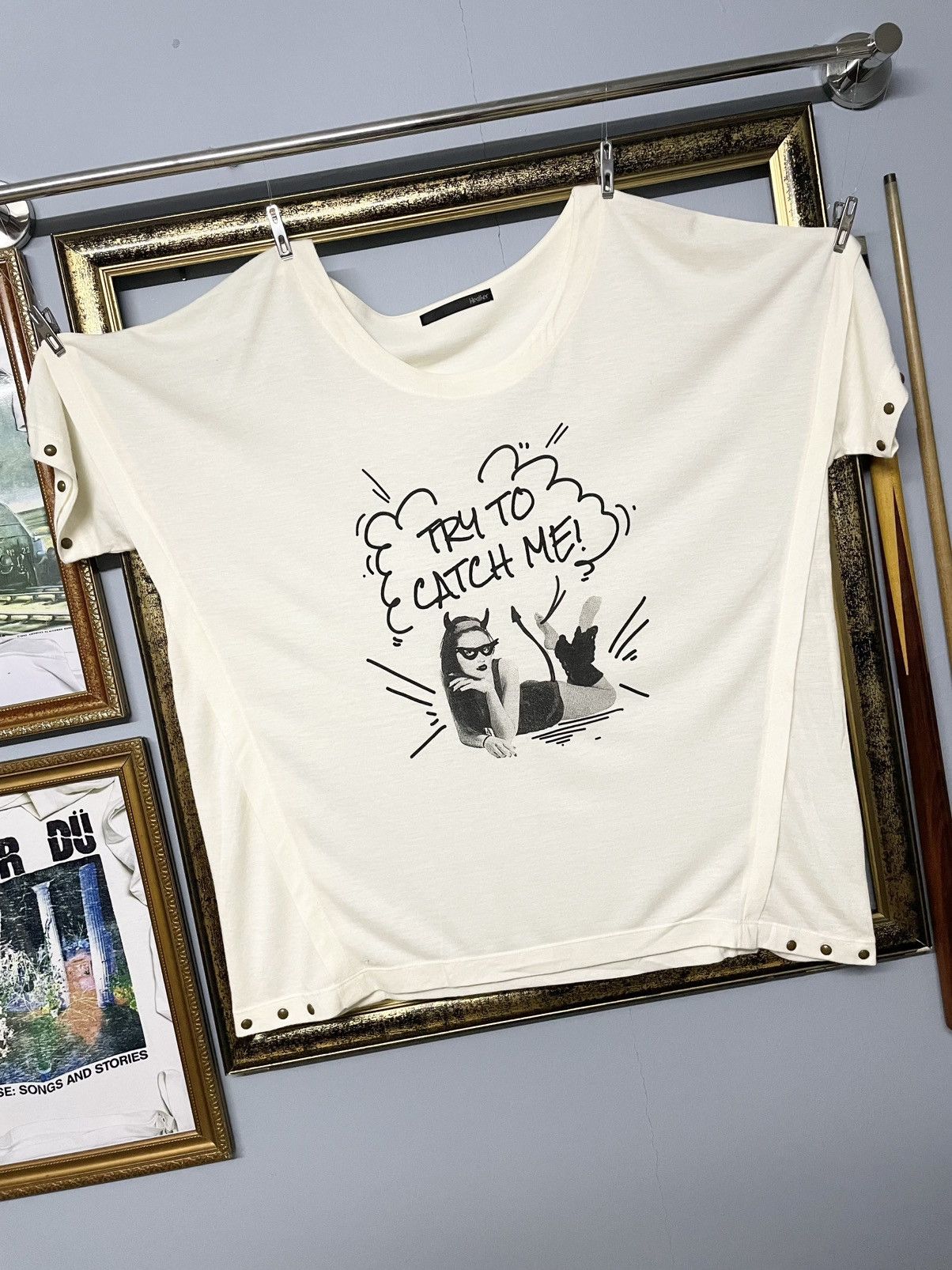 Japanese Brand Vintage 90s Japan Designer Heather Cat woman Punk Girl Tee Size US L / EU 52-54 / 3 - 2 Thumbnail