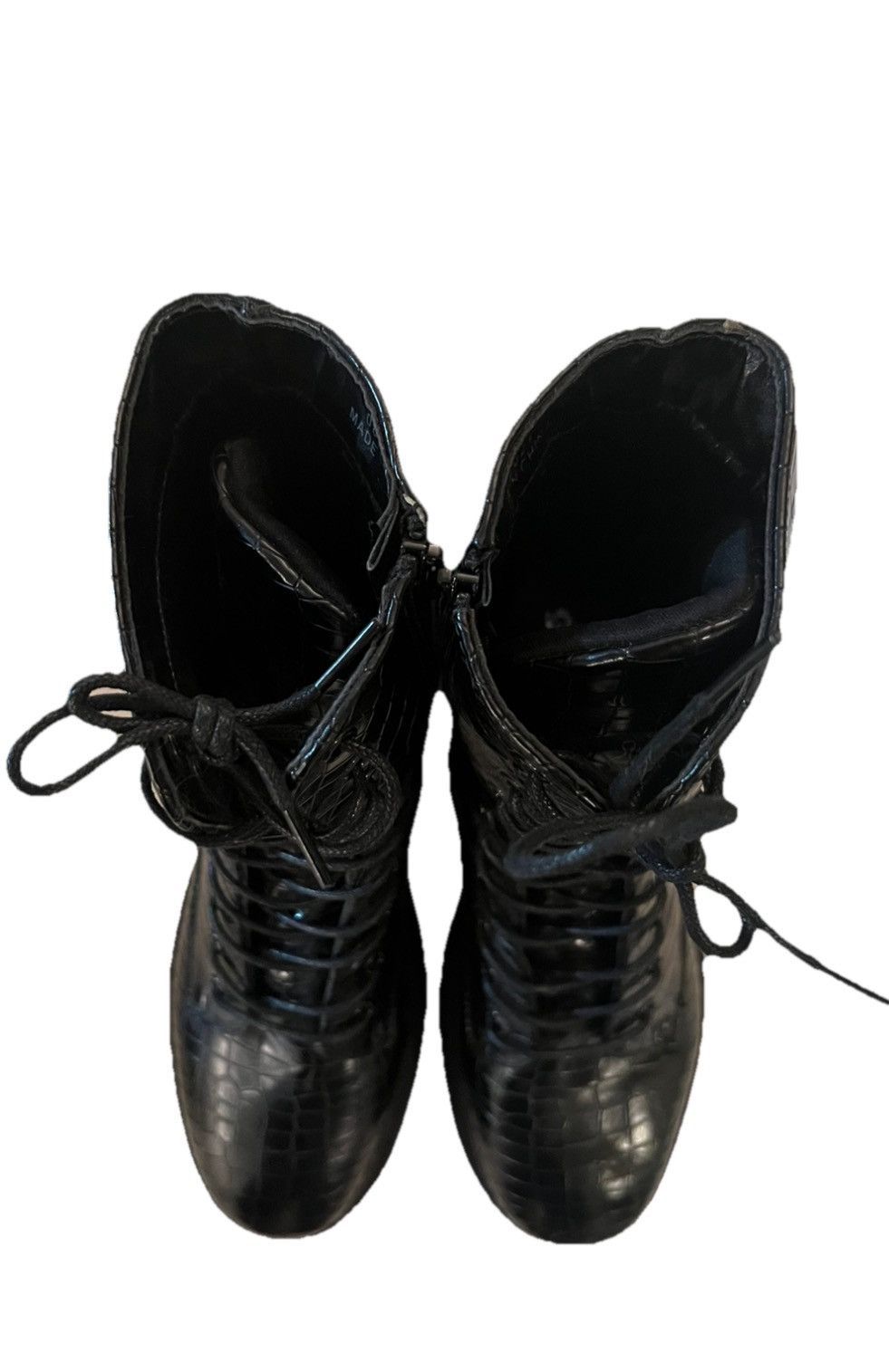 Designer NEW Boots Black Crocodile Vegan Size10 Zip/Lace Soooo Nice! Size US 10 / IT 40 - 5 Thumbnail